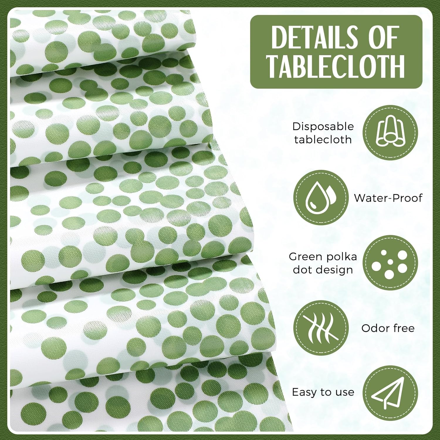 16 Pcs White and Sage Green Disposable Plastic Tablecloths and Satin Table Runner Set 54x108 Inch Tablecloth 12x108 Inch Table Runners for New Year Wedding Birthday Baby Shower Graduation - Image 3