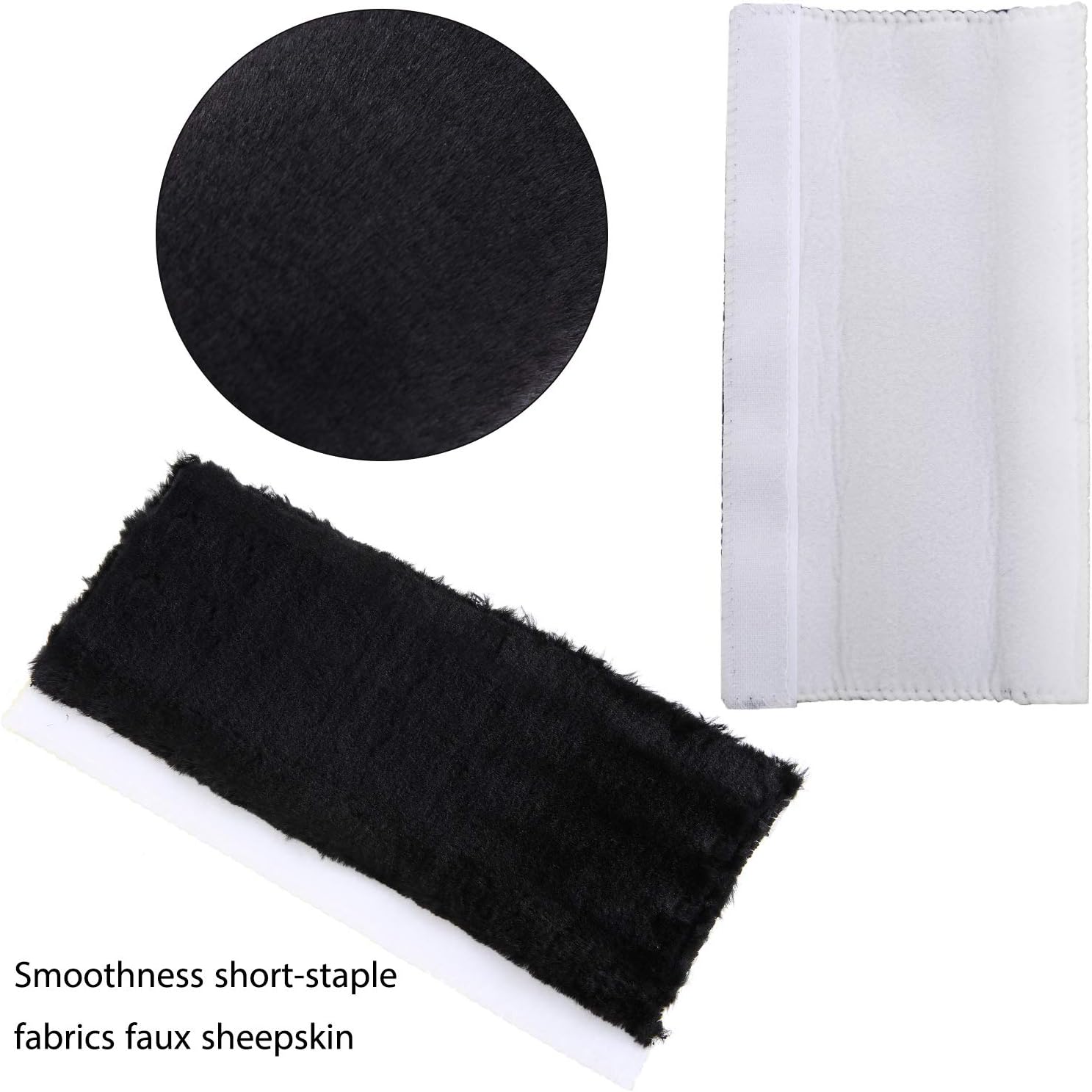 4 Pack Faux Sheepskin Car Seat Belt Pads Seatbelt Protector Soft Seat Belt Shoulder Strap Cover Comfort Harness Pad(Black, 9.9 Inch) - Image 3
