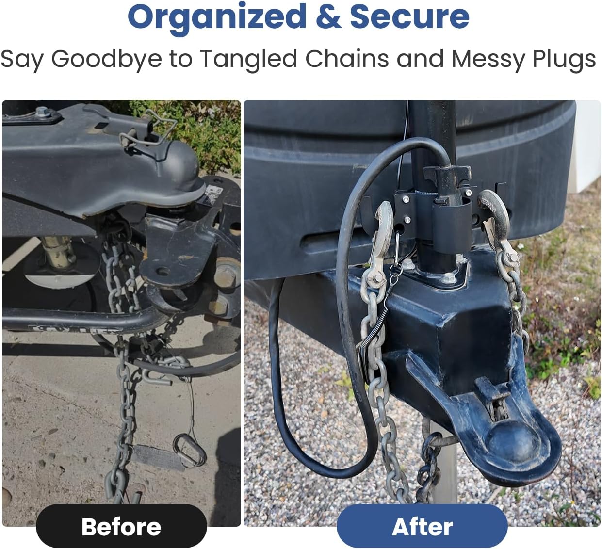 Aluminum Trailer Towing Chain Organizer with 7-Way Plug Holder- Heavy-Duty RV Tongue Jack Accessories - Image 2