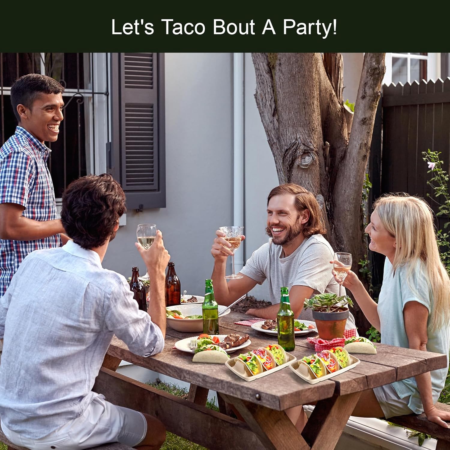 24PCS Disposable Taco Holders for Party, Premium Paper Taco Plates with 3 Dividers, Fiesta Tacos Holder Tray for Taco Tuesday Bar Serving Set, Decorations Supplies - Image 4
