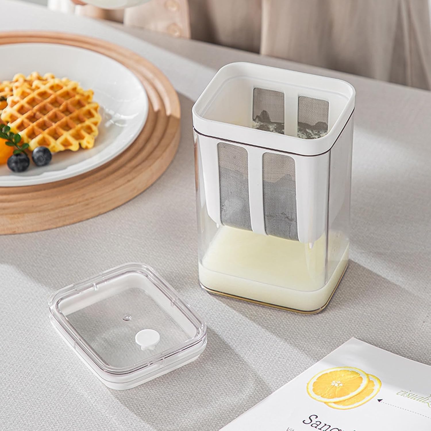 Greek Yogurt Strainer, 1100ml Multi Yoghurt Maker Strainer with Fine Mesh Bag & Lid for Thick Greek Yogurt, Soybean Milk, Kefir, Berries, Soup, Fruit Juice, Coffee - Image 6