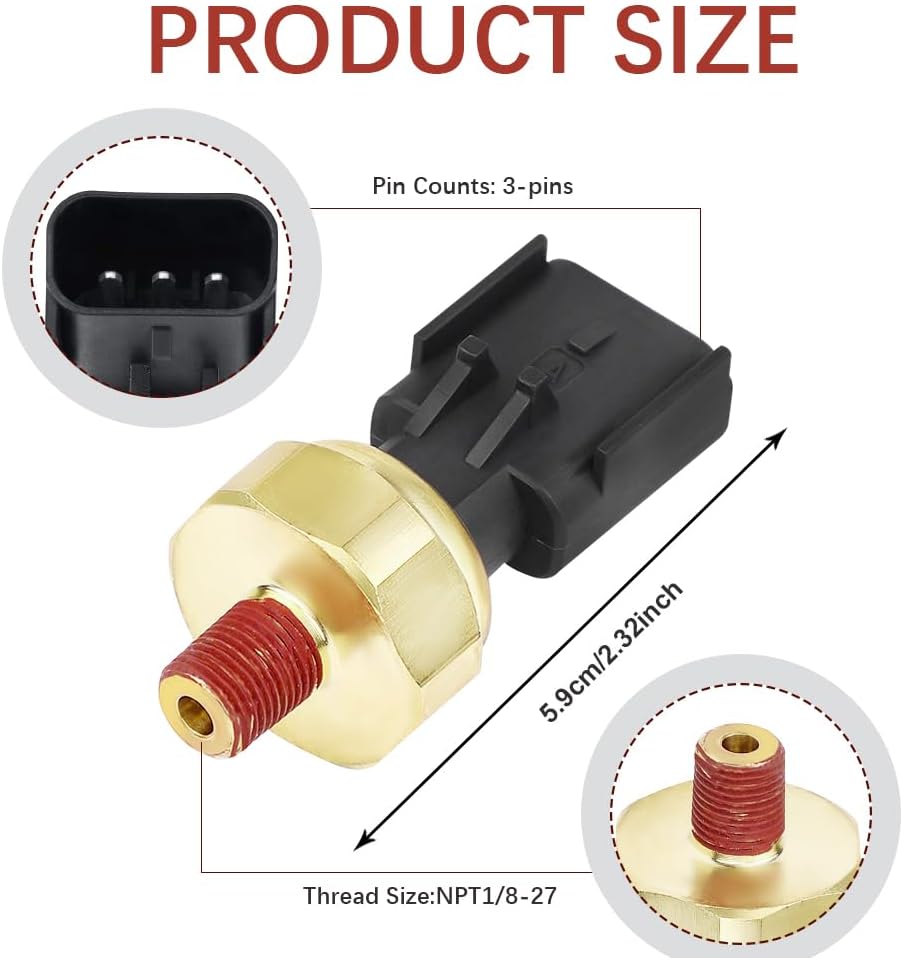 Engine Oil Pressure Sensor Switch, Oil Sending Unit, Engine Oil Pressure Sensor Sender Switch Compatible with Dodge, Jeep, Chrysler, Ram, Replace 5149064AA, 5149062AA, 56028807AB - Image 2