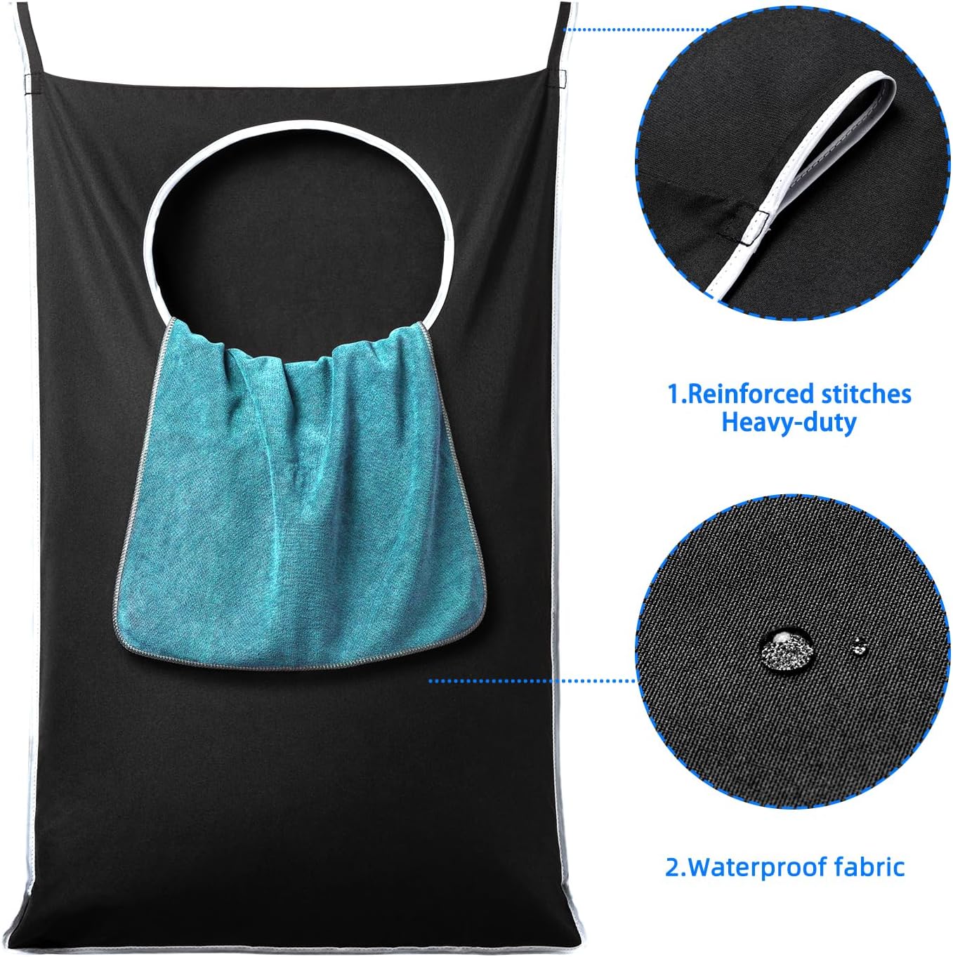 2 Pack XL Hanging Laundry Hamper, Extra Large Tear-Resistant Door Organizer with 2 Hook Types, Space-Saving Laundry Bag (36.5