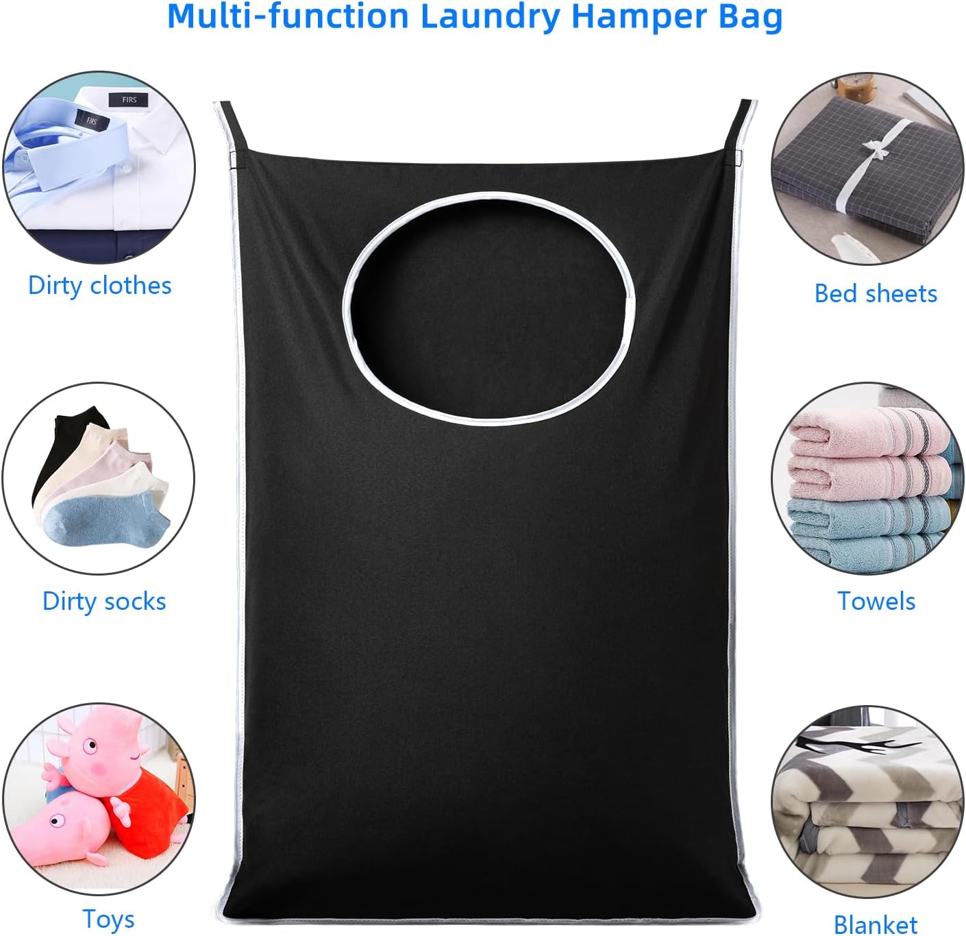 2 Pack XL Hanging Laundry Hamper, Extra Large Tear-Resistant Door Organizer with 2 Hook Types, Space-Saving Laundry Bag (36.5
