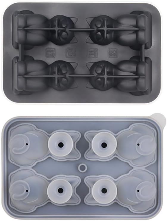 3D Cat Ice Cube Mold,  Ice Cube Tray with Funnel with Funnel for Cocktails, Bourbon,Brandy, Whiskey Gifts for Men, Silicone Fun Shapes Black Cute (CAT) - Image 7
