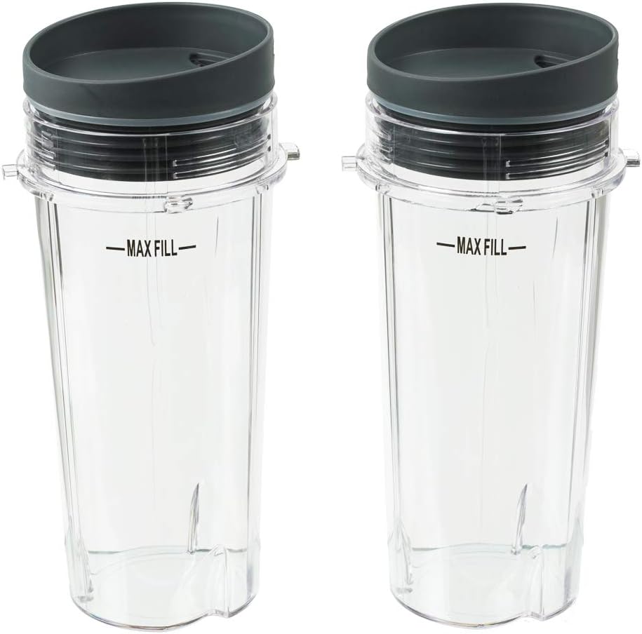 Blender Cups Fit for Ninja, Replacement Parts 16OZ Cups with Lids, Blender Accessories Compatible with Nutri Ninja Auto IQ Series BL620C BL660 BL740 BL780 QB3000 (2 Pack) - Image 1
