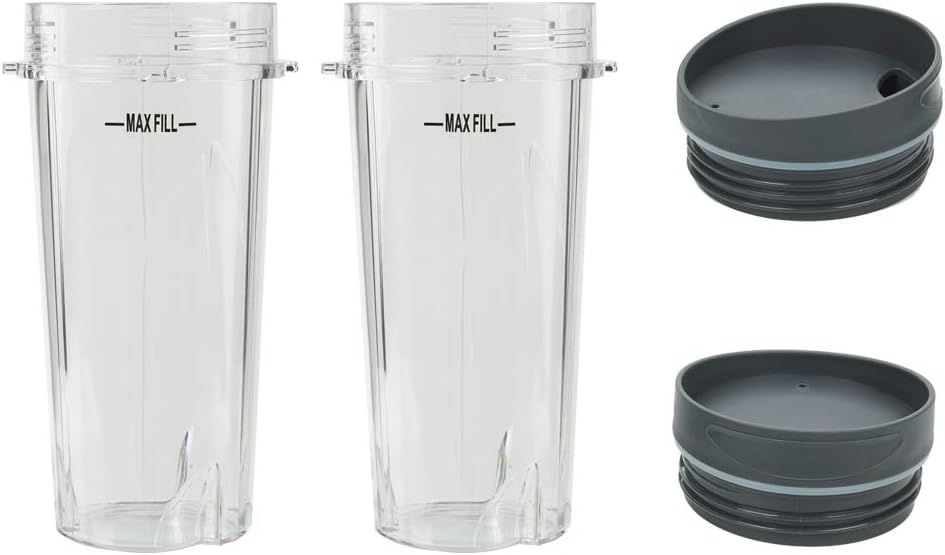 Blender Cups Fit for Ninja, Replacement Parts 16OZ Cups with Lids, Blender Accessories Compatible with Nutri Ninja Auto IQ Series BL620C BL660 BL740 BL780 QB3000 (2 Pack) - Image 6