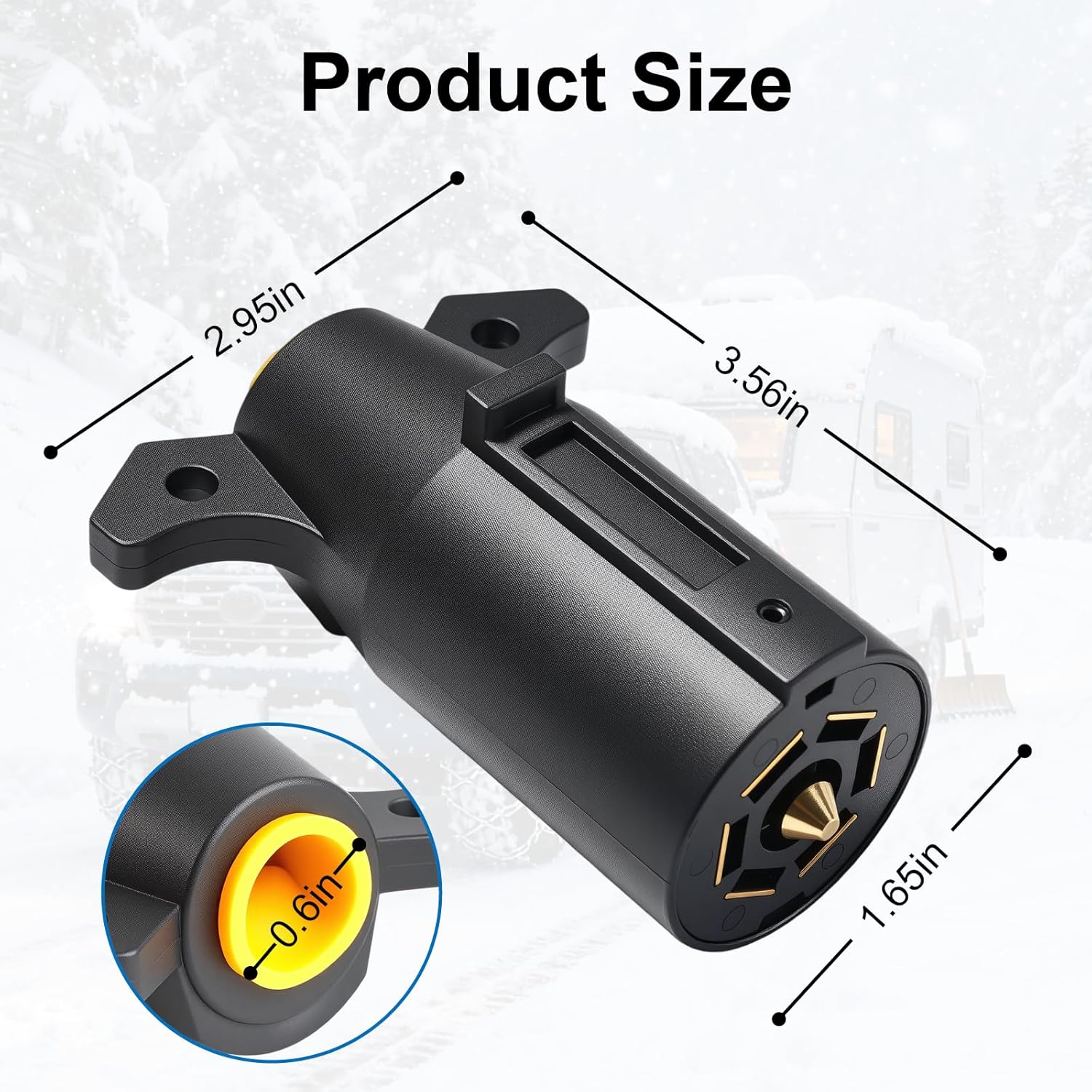 7 Way Trailer Plug (2 Pack), 12V 7 Pin Trailer Wiring Replacement Plug, 7 Point Round RV-Style Trailer Light Connector Towing Wiring Harness Connector for RV, Boat, and Trailers - Image 3