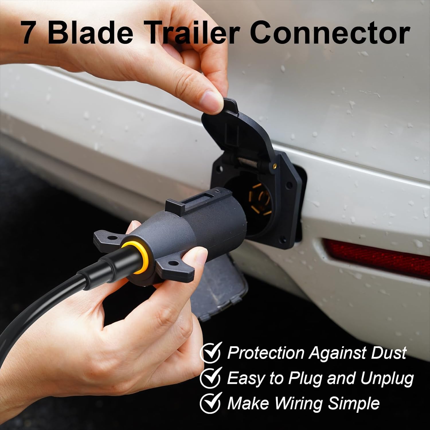 7 Way Trailer Plug (2 Pack), 12V 7 Pin Trailer Wiring Replacement Plug, 7 Point Round RV-Style Trailer Light Connector Towing Wiring Harness Connector for RV, Boat, and Trailers - Image 5
