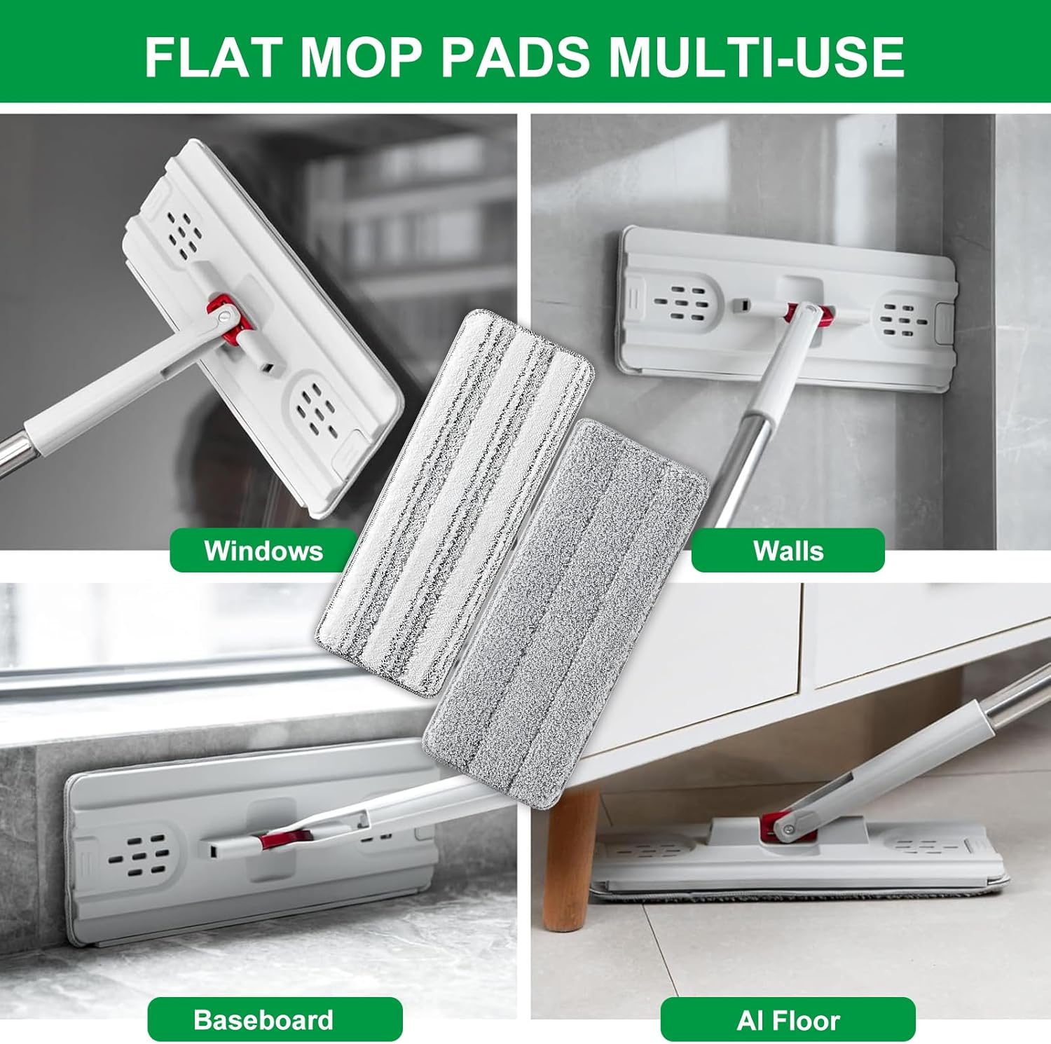 Flat Mop Pads, 3 Pack 13