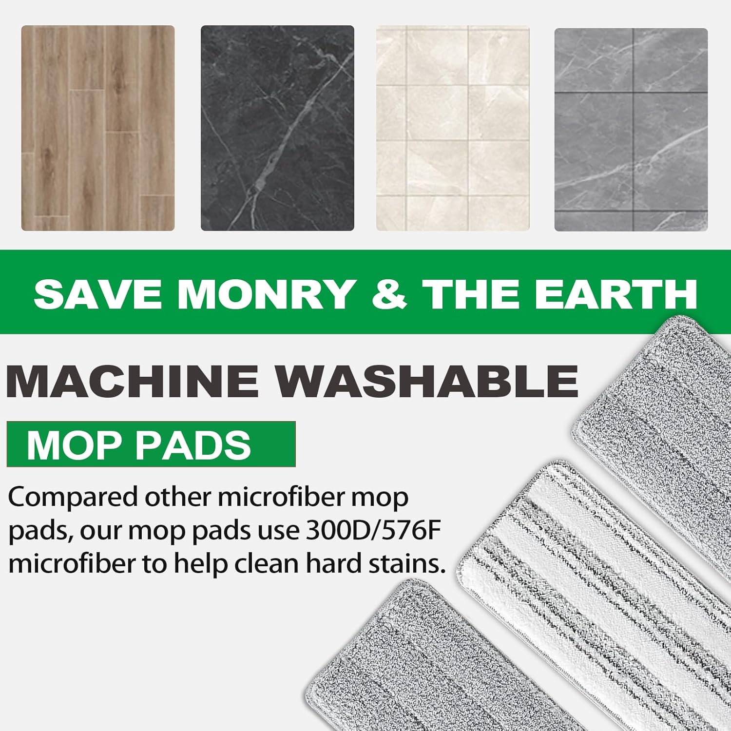 Flat Mop Pads, 3 Pack 13