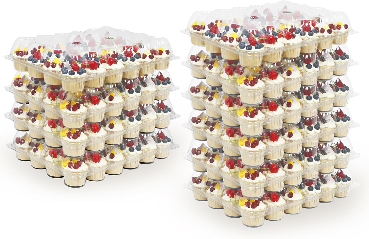 24 Count x 10 Sets Plastic Cupcake Containers, Durable and BPA-Free Cupcake Holder with Lid for Easy Transport Storage, Stackable Clear Cupcake Carriers, Reusable Dessert Boxes - Image 1