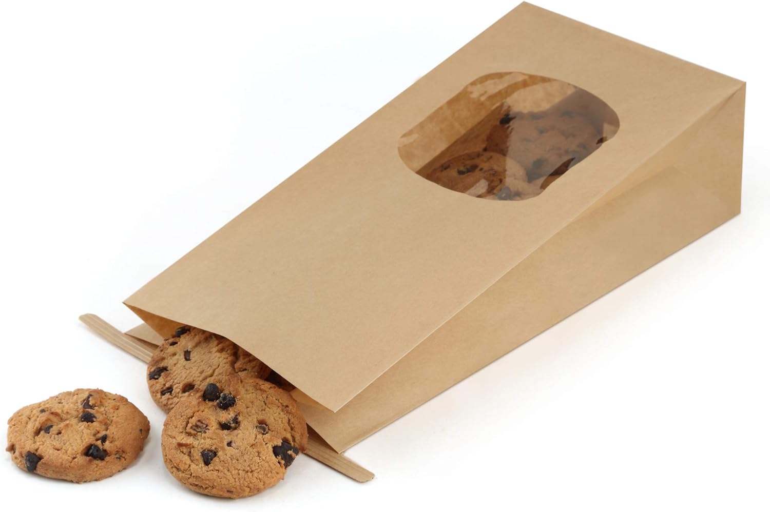 Bakery Bags with Window 100pcs 4.5x2.36x9.6 Inches Window Tin Tie Tab Lock Kraft Brown Paper Bags for Coffee Bean, Cookies, Treat, Snack - Image 4