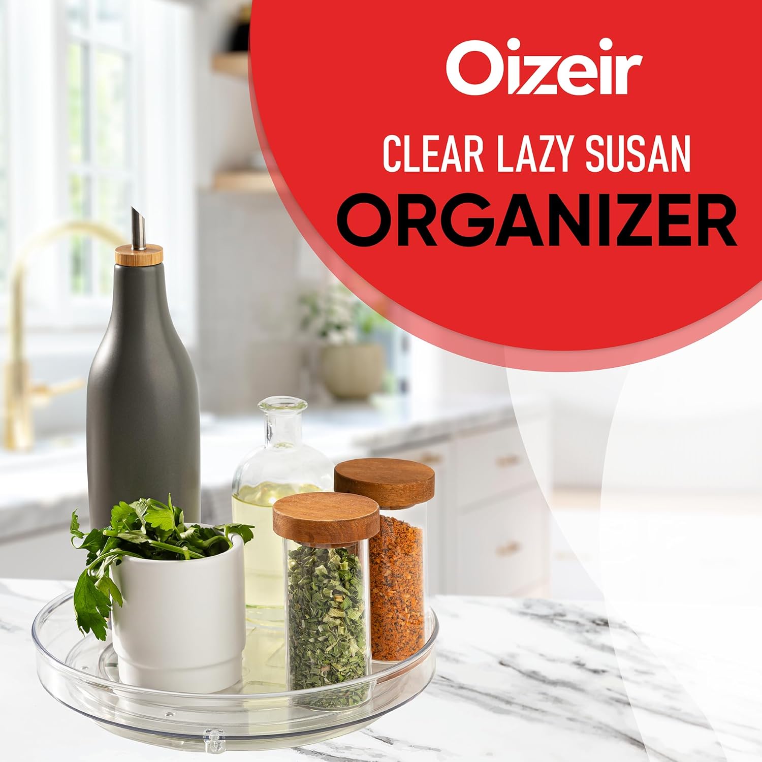 Clear Lazy Susan Organizer (Pack of 2) 9 Inch Turntable for Kitchen, Pantry, Fridge, Bathroom, and Vanity Countertops, Acrylic Rotating Organizer - Image 2