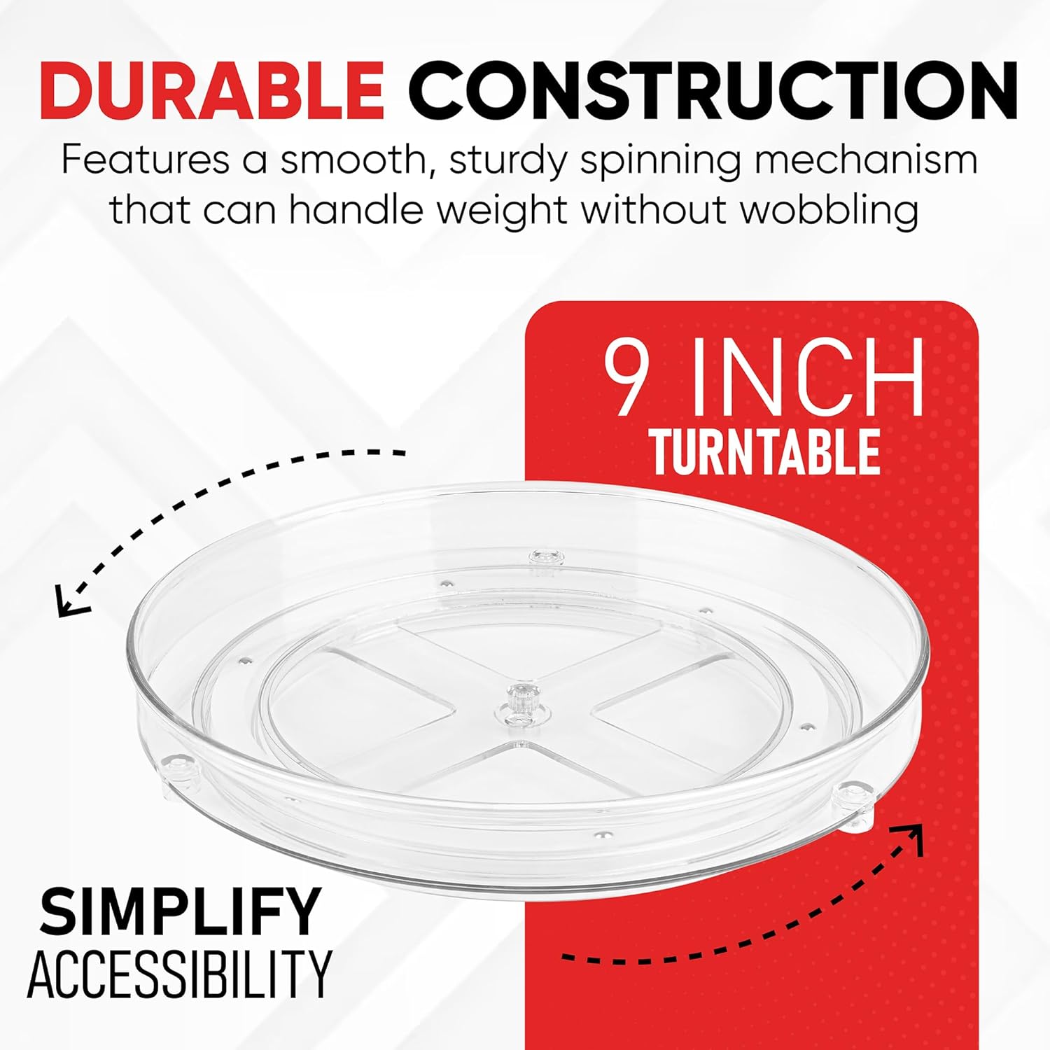 Clear Lazy Susan Organizer (Pack of 2) 9 Inch Turntable for Kitchen, Pantry, Fridge, Bathroom, and Vanity Countertops, Acrylic Rotating Organizer - Image 3