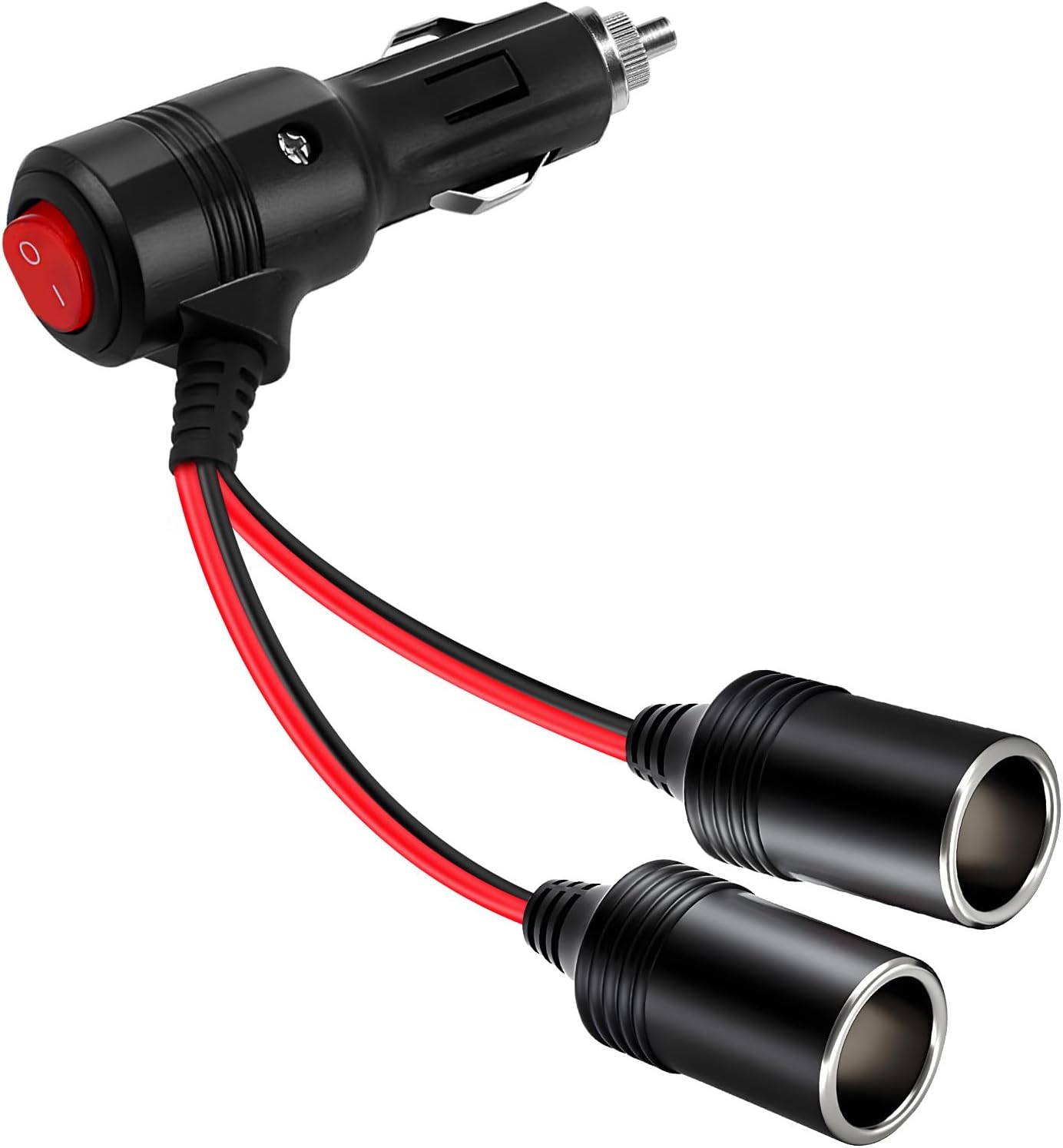 Car Cigarette Lighter Splitter,2-Socket Cigarette Lighter Adapter Extension Plug Cord Power Charger Port for DC 12V 24V Car Vehicle 2-Way Splitter Y on/Off Switch (1 to 2) - Image 1