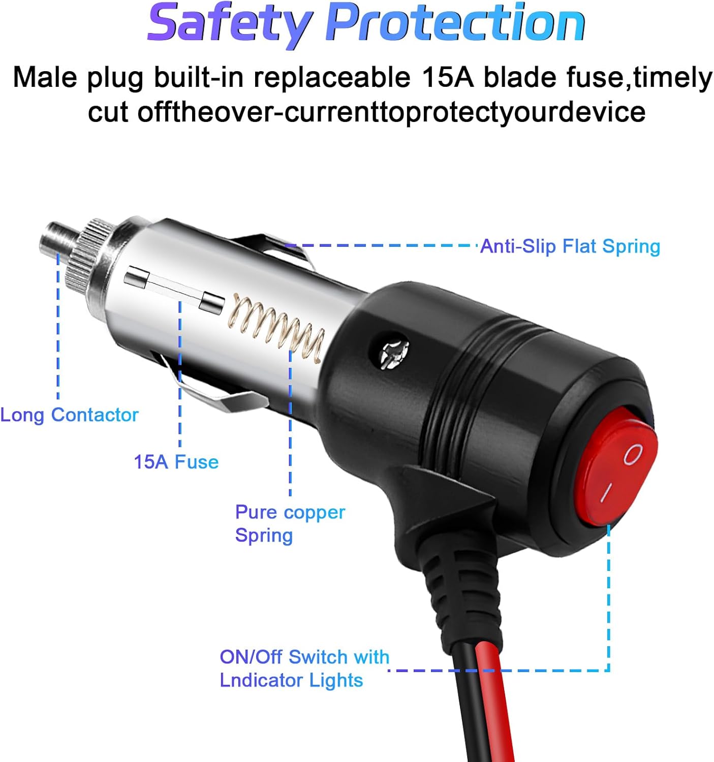 Car Cigarette Lighter Splitter,2-Socket Cigarette Lighter Adapter Extension Plug Cord Power Charger Port for DC 12V 24V Car Vehicle 2-Way Splitter Y on/Off Switch (1 to 2) - Image 2