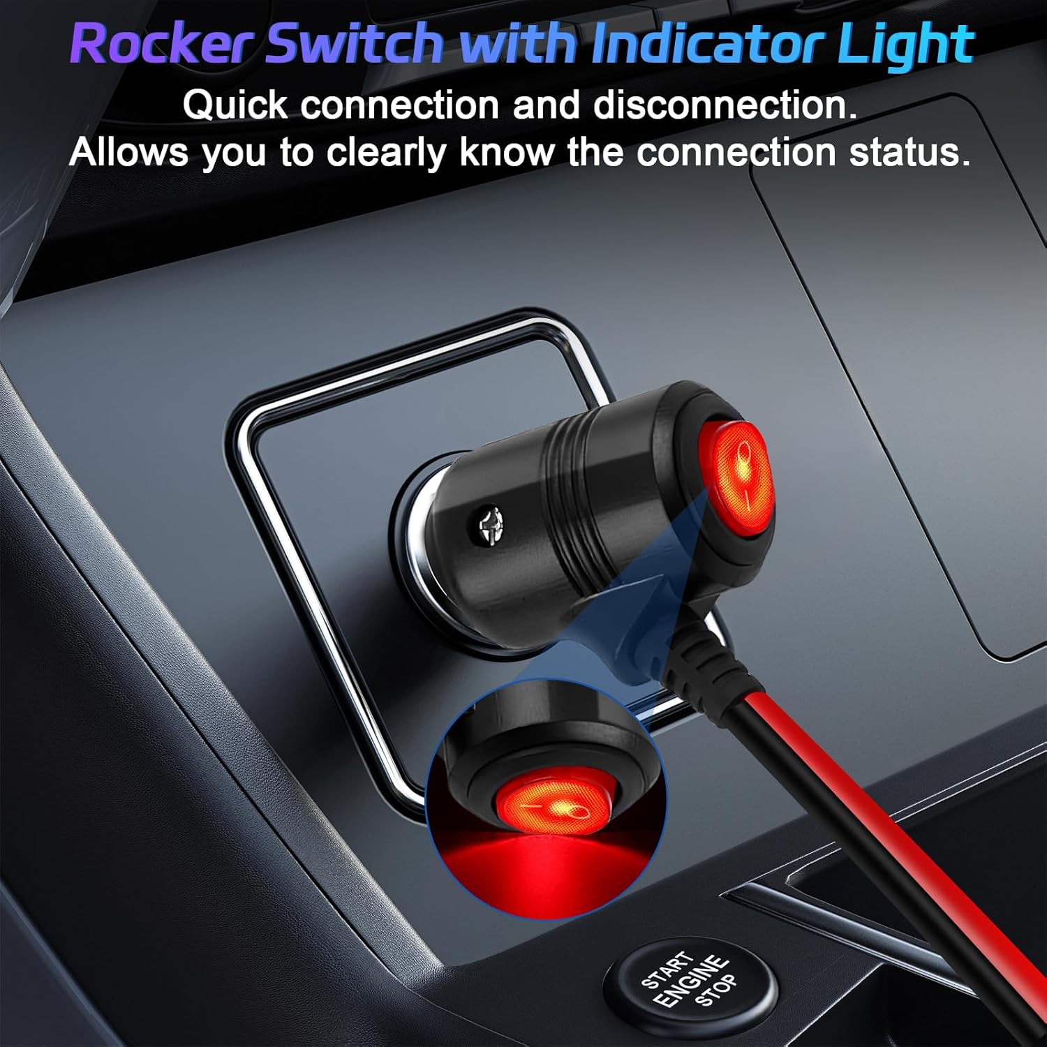 Car Cigarette Lighter Splitter,2-Socket Cigarette Lighter Adapter Extension Plug Cord Power Charger Port for DC 12V 24V Car Vehicle 2-Way Splitter Y on/Off Switch (1 to 2) - Image 3