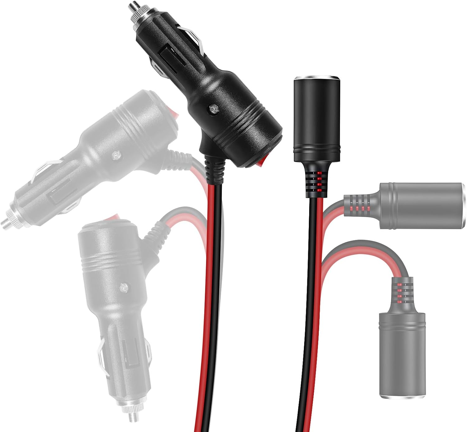 Car Cigarette Lighter Splitter,2-Socket Cigarette Lighter Adapter Extension Plug Cord Power Charger Port for DC 12V 24V Car Vehicle 2-Way Splitter Y on/Off Switch (1 to 2) - Image 6