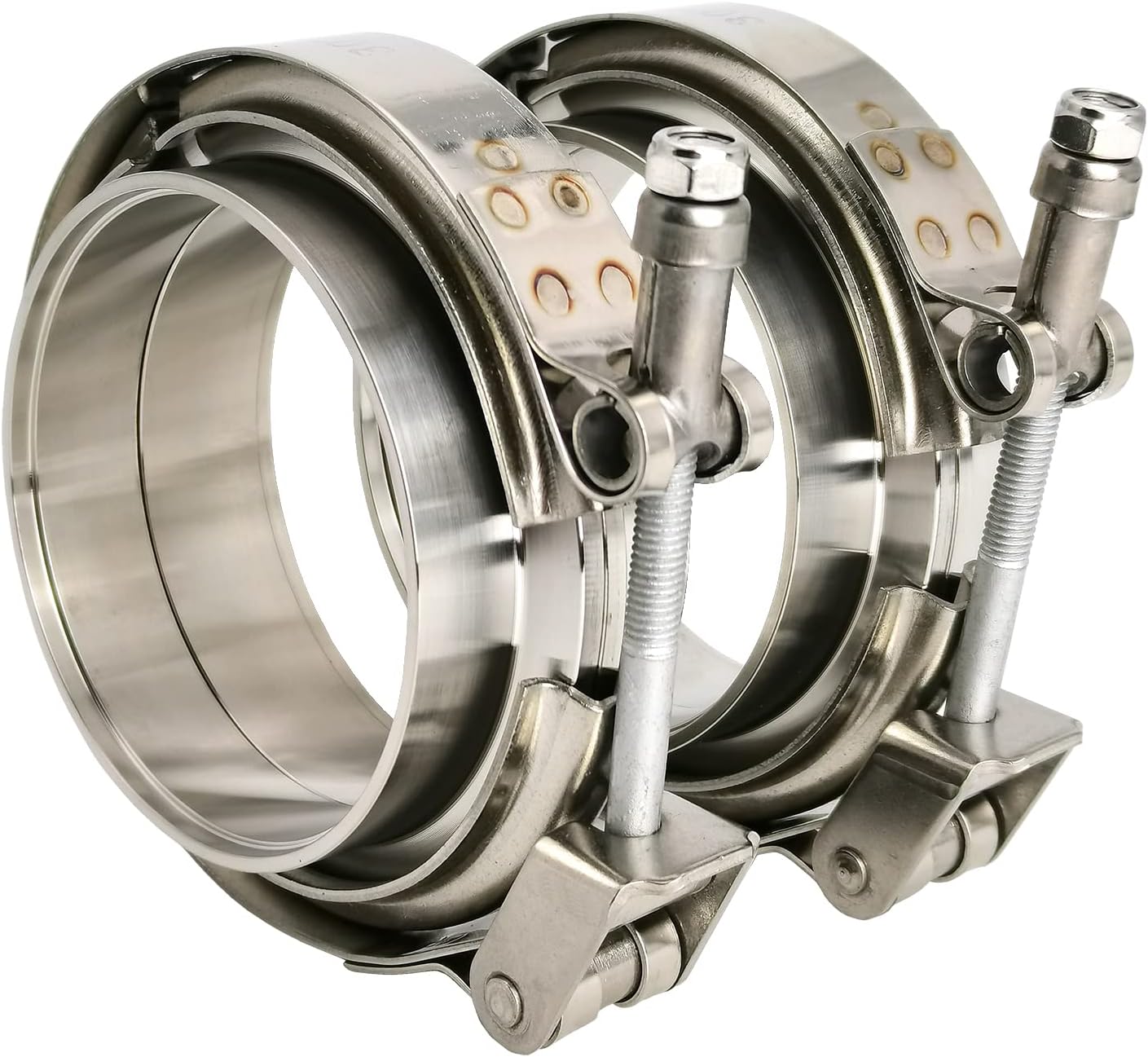 2 X 3 inch Quick Release V Band Clamp with Male Female Flanges 304 Stainless Steel for Turbo Downpipes, 2 Pack - Image 1
