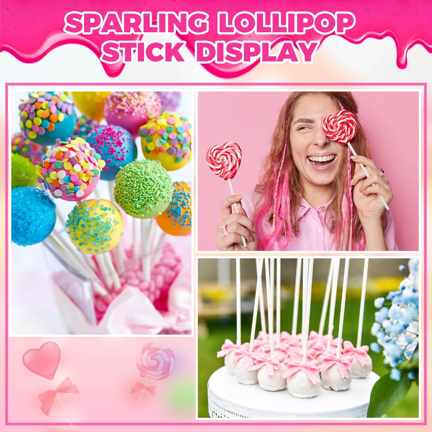 600Pcs Lollipop Stick, 6IN Cake Pop Sticks with Clear Treat Bags & Gold Twist Ties, Cake Pops Making Tools for Lollipops, Candies, Chocolates Cookies - Image 4