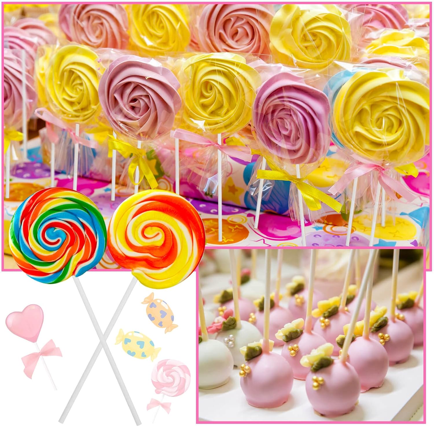 600Pcs Lollipop Stick, 6IN Cake Pop Sticks with Clear Treat Bags & Gold Twist Ties, Cake Pops Making Tools for Lollipops, Candies, Chocolates Cookies - Image 6