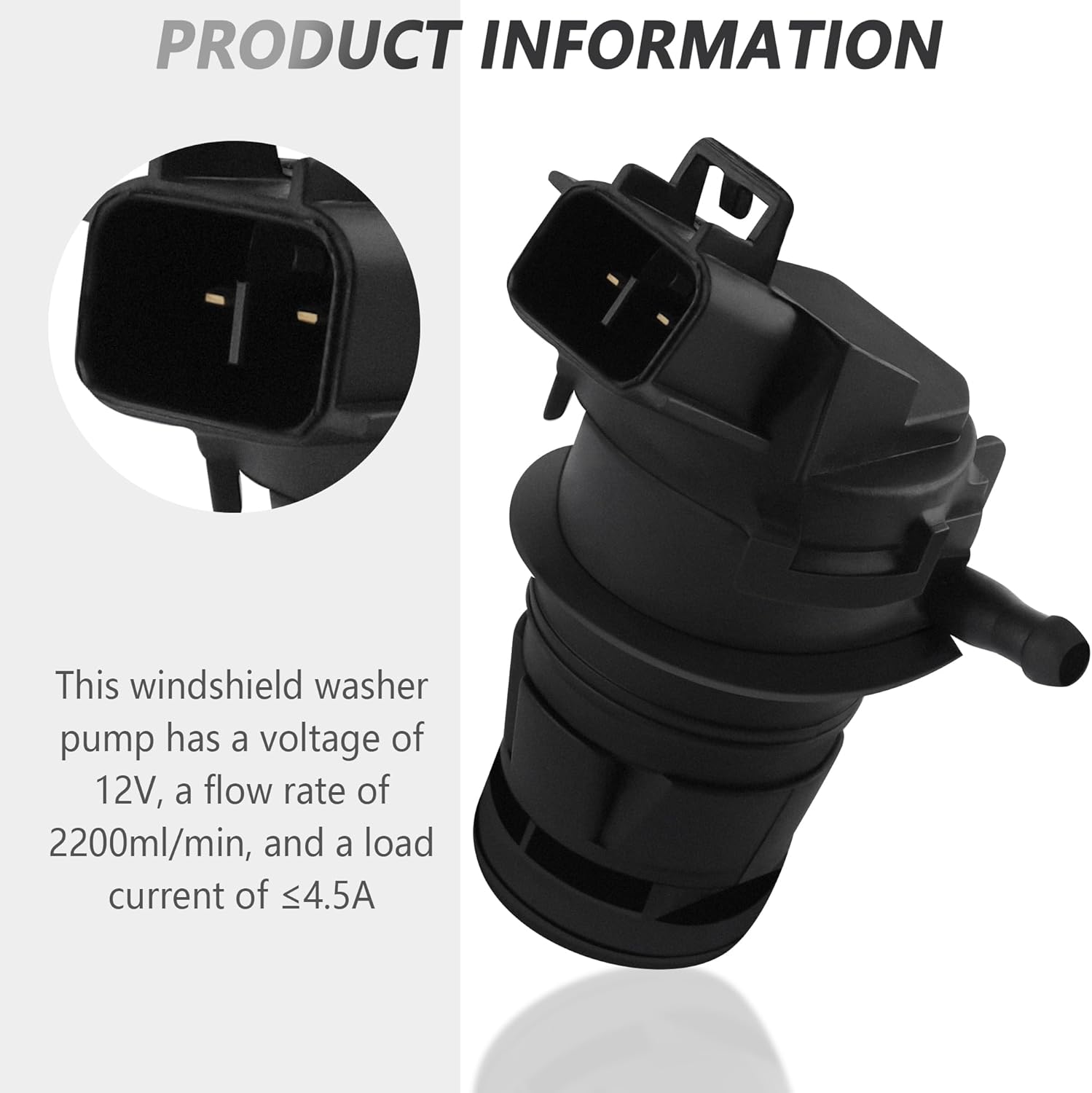 Windshield Washer Pump Replacement OEM#85330-60190,85330-AE010 with Grommet,Windshield Wiper Pump Compatible with Toyota Lexus Mazda Honda,Standard Windshield Washer Fluid Pump(for Toyota) - Image 3