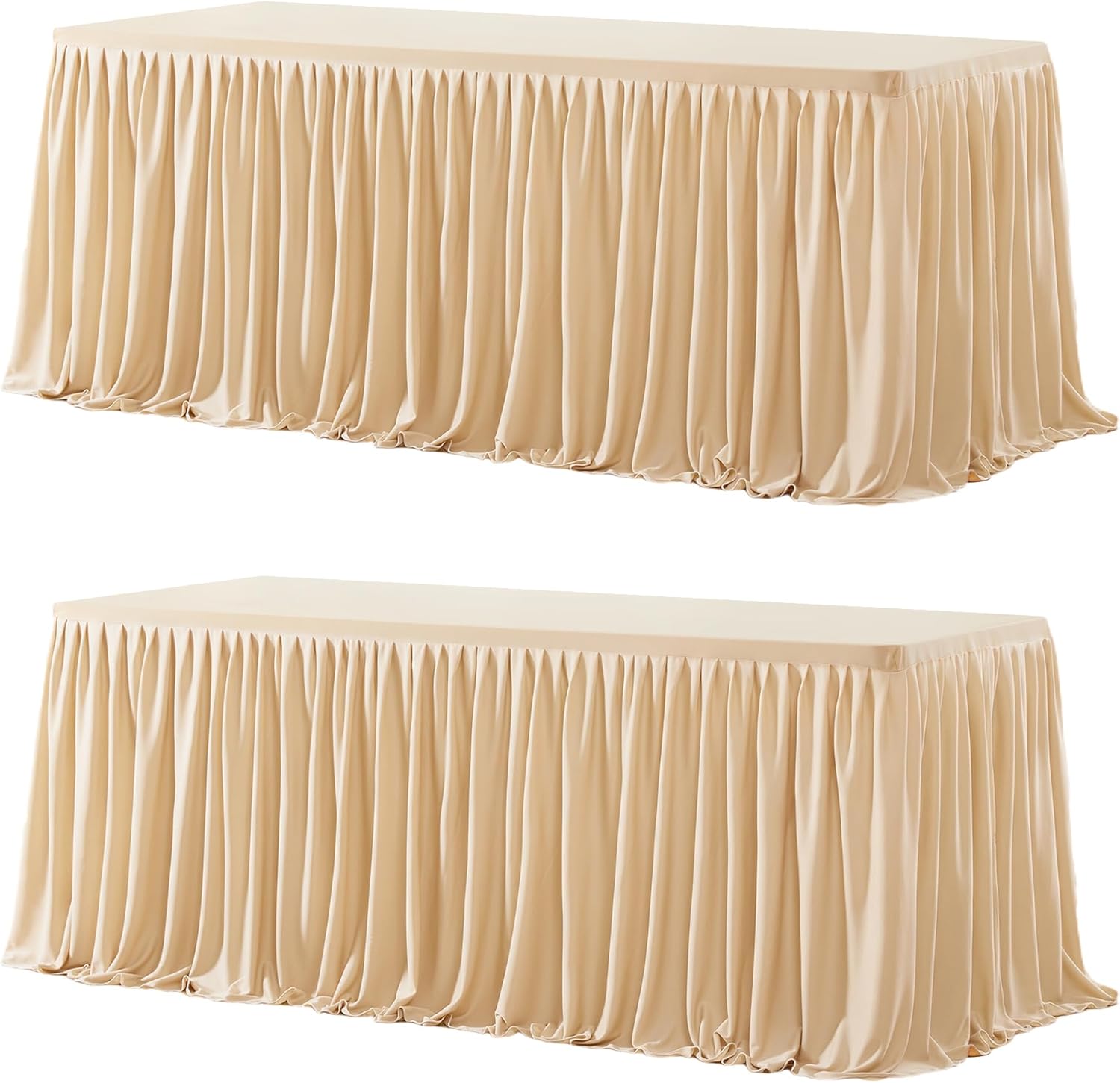 2 Pack Champagne Rectangle Table Clothes for 6 Foot Tables, Polyester Fitted Tablecloths 6t Stretch Table Cover for Wedding, Birthday, Parties, Trade Show, Craft Show - Image 1