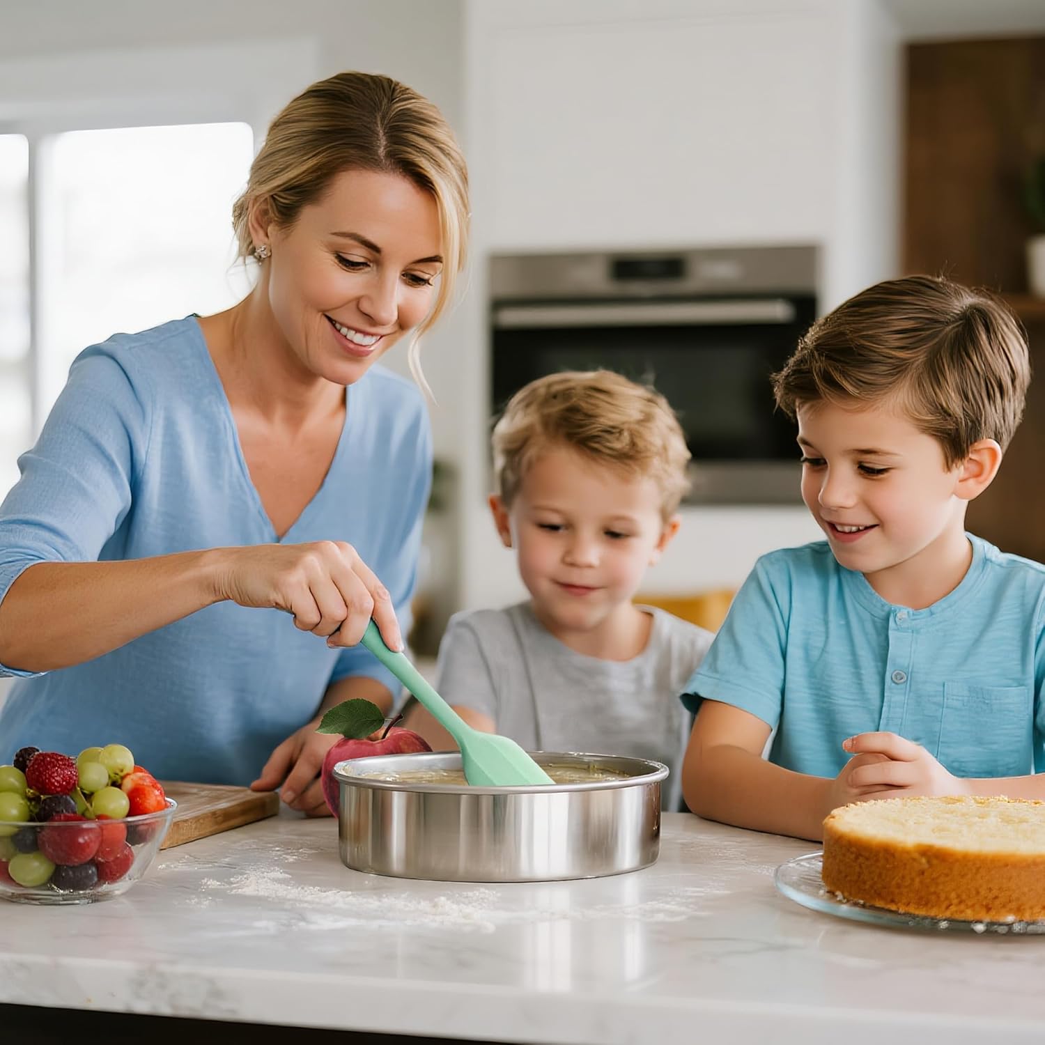 8 Inch Cake Pan Set of 2, Nonstick Stainless Steel Round Layer Cake Baking Pans with 100PCS Parchment Papers, Circle Cake Pan Tins for Birthday Christmas, Non-Toxic & Healthy, Dishwasher Safe - Image 8