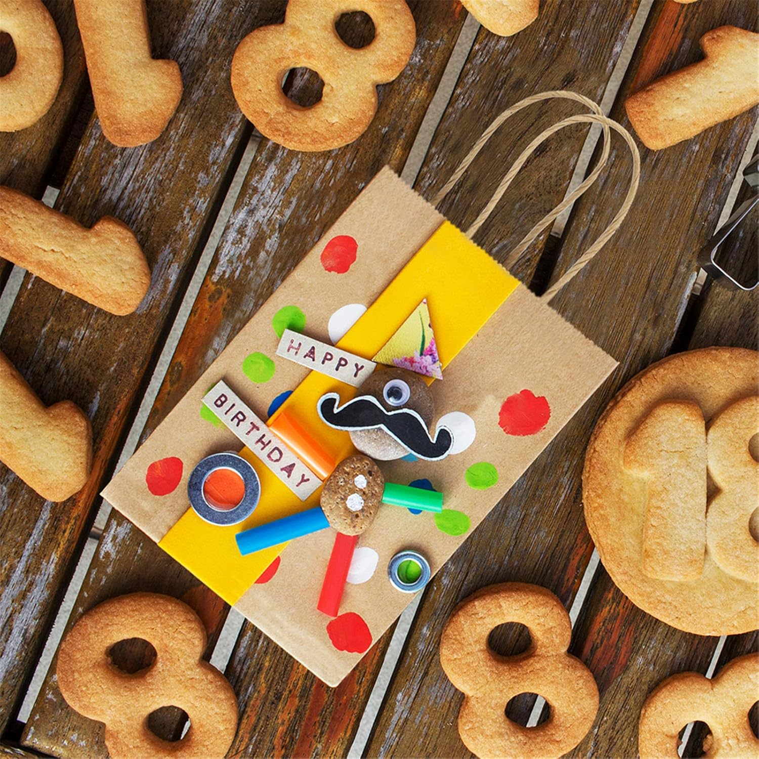 100 Pack 3.5x2.4x6.7 Inches Mini Gift Party Favor Bags Small Brown Gift Bags with Handles Bulk Recyclable Kraft Paper Sacks - Image 6