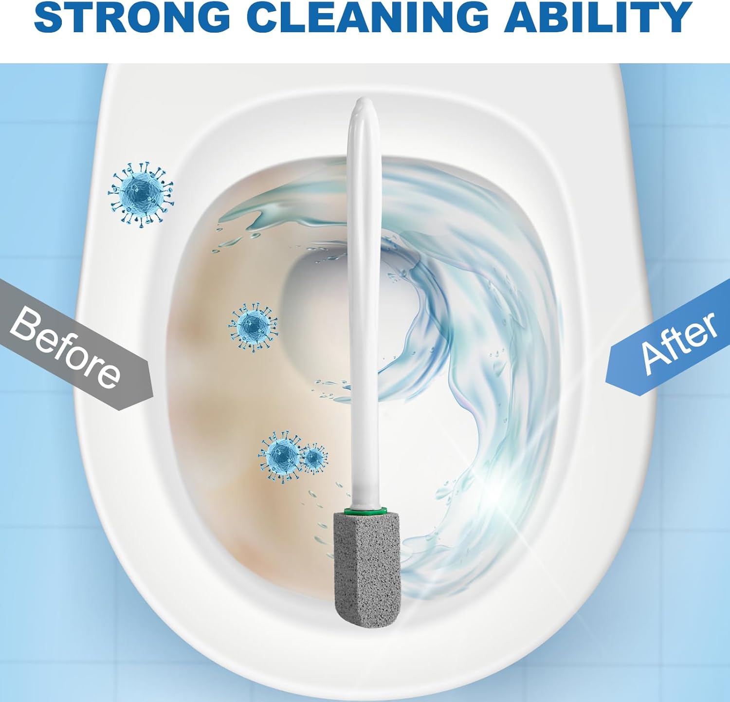 Pumice Stone Toilet Bowl Cleaner with Handle, 1 Wand + 6 Pumice Stones, Clean Hard Water Stains and Rust, Suitable for Toilets, Sinks, and Grills - Image 4