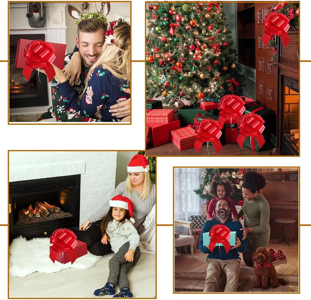 16 Pcs Ped Pull Bows for Gift Wrapping,6 Inch Gift Bows for Presents,Birthday,Anniversary,Party,Christmas,Wreath,Holiday Celebration Gift Decoration (16Pcs Red) - Image 4