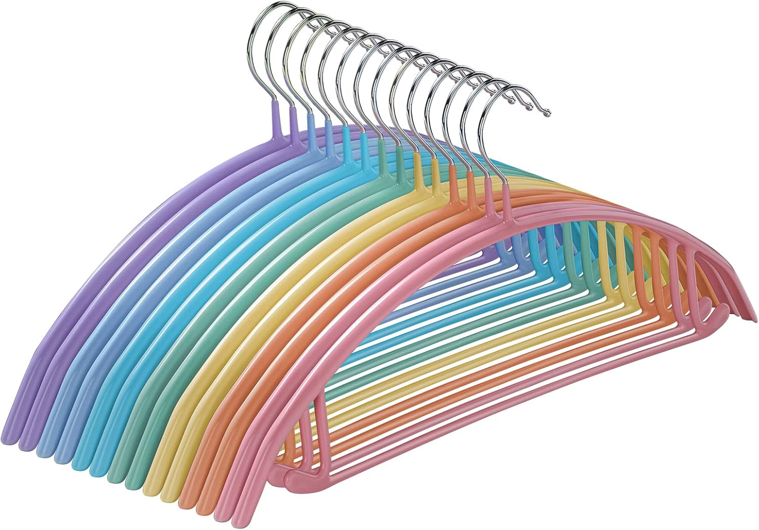 Clothes Hanger 14 Pack, Sweater Hangers No Shoulder Bump, 16.5 inch Wide Heavy Duty Coat Hangers for Closet, Non Slip PVC-Coating Metal Hangers for Sweaters,Suits,Dresses,Jackets,Pants,Shirt - Image 1