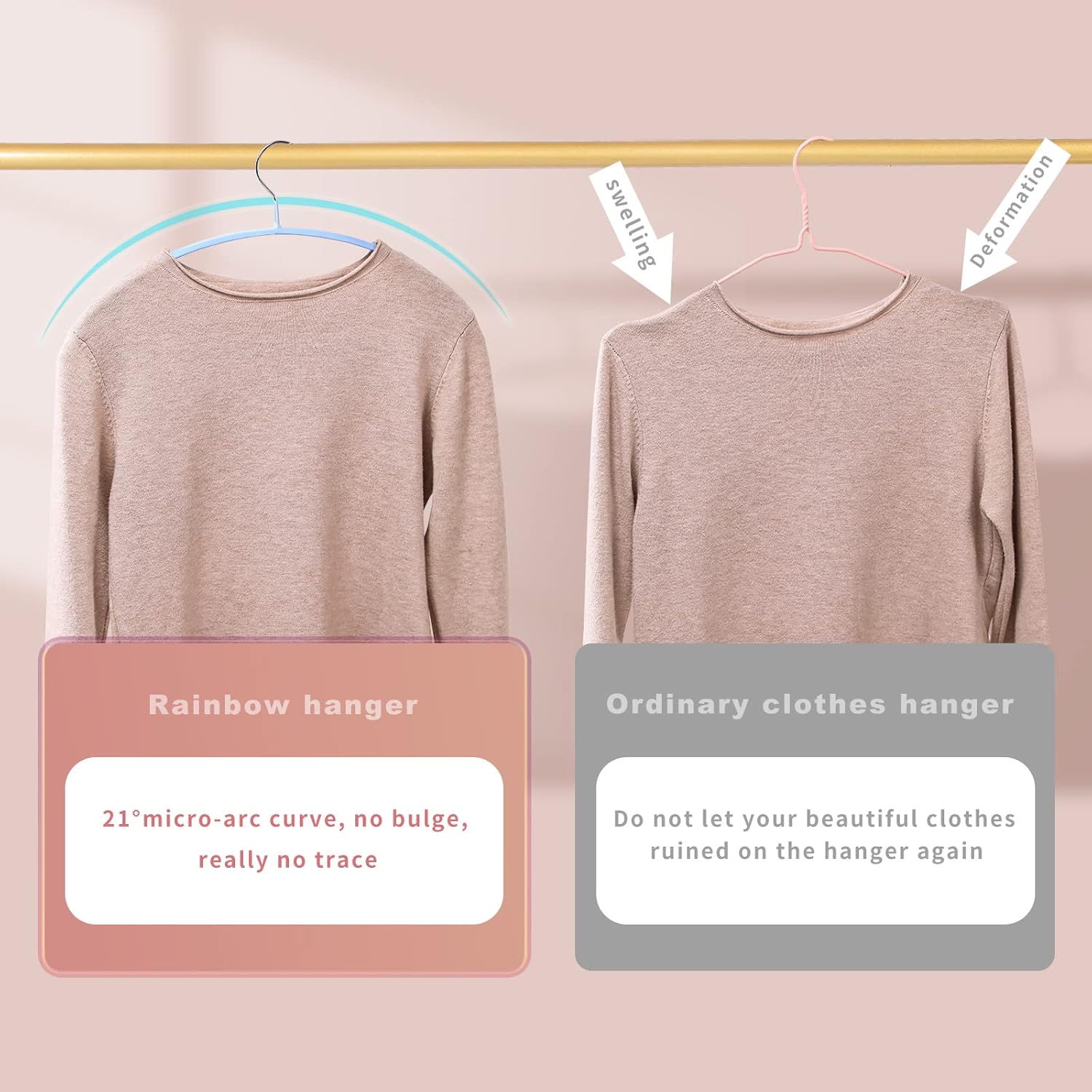 Clothes Hanger 14 Pack, Sweater Hangers No Shoulder Bump, 16.5 inch Wide Heavy Duty Coat Hangers for Closet, Non Slip PVC-Coating Metal Hangers for Sweaters,Suits,Dresses,Jackets,Pants,Shirt - Image 2