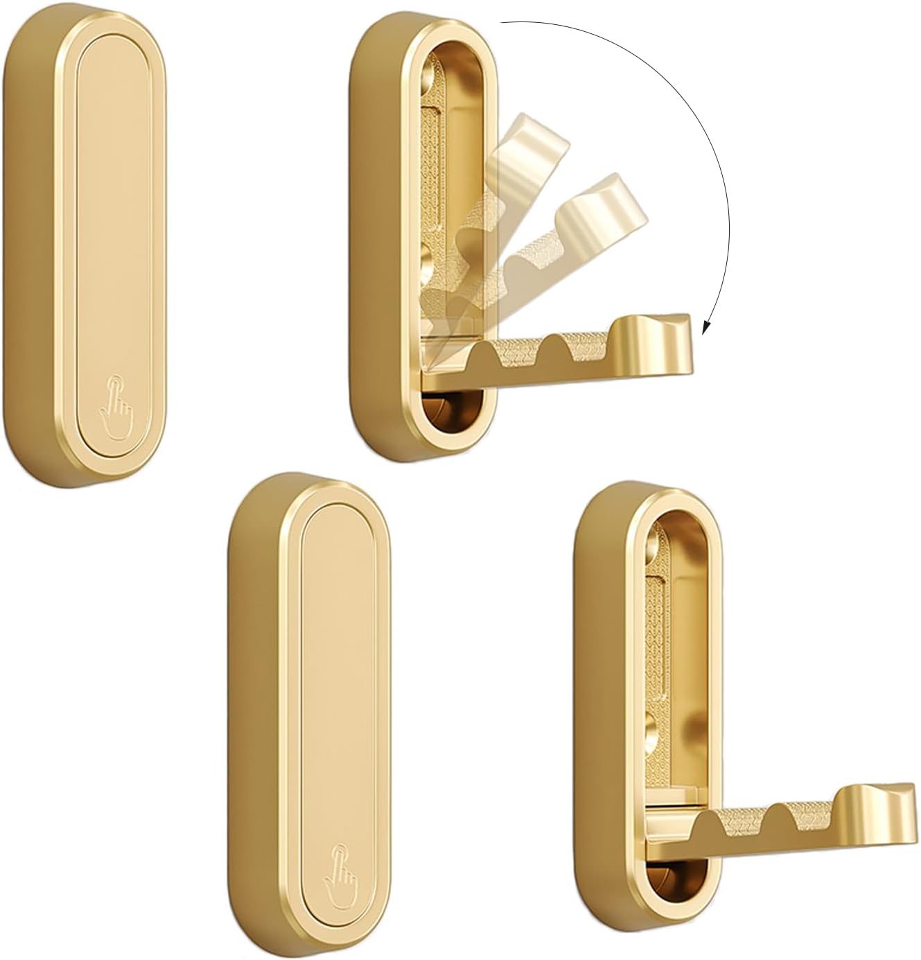4PCS Folding Coat Hooks, Heavy Duty Wall Hooks Made of Zinc Alloy, Foldable Gold Wall Hooks for Hanging Coats, Scarves, Hats, Bathrobes, Keys, Bags (Gold) - Image 1