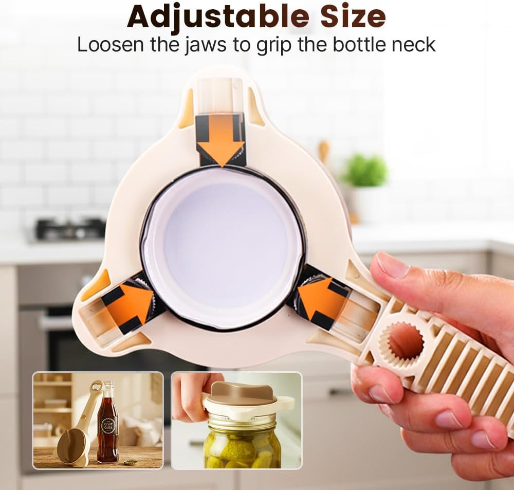 2026 New 4-in-1 Jar Opener - Adjustable Stainless Steel Lid Remover for Seniors & Arthritis Sufferers, Fits Kitchen Jars, Bottles & Cans (1PC) - Image 6