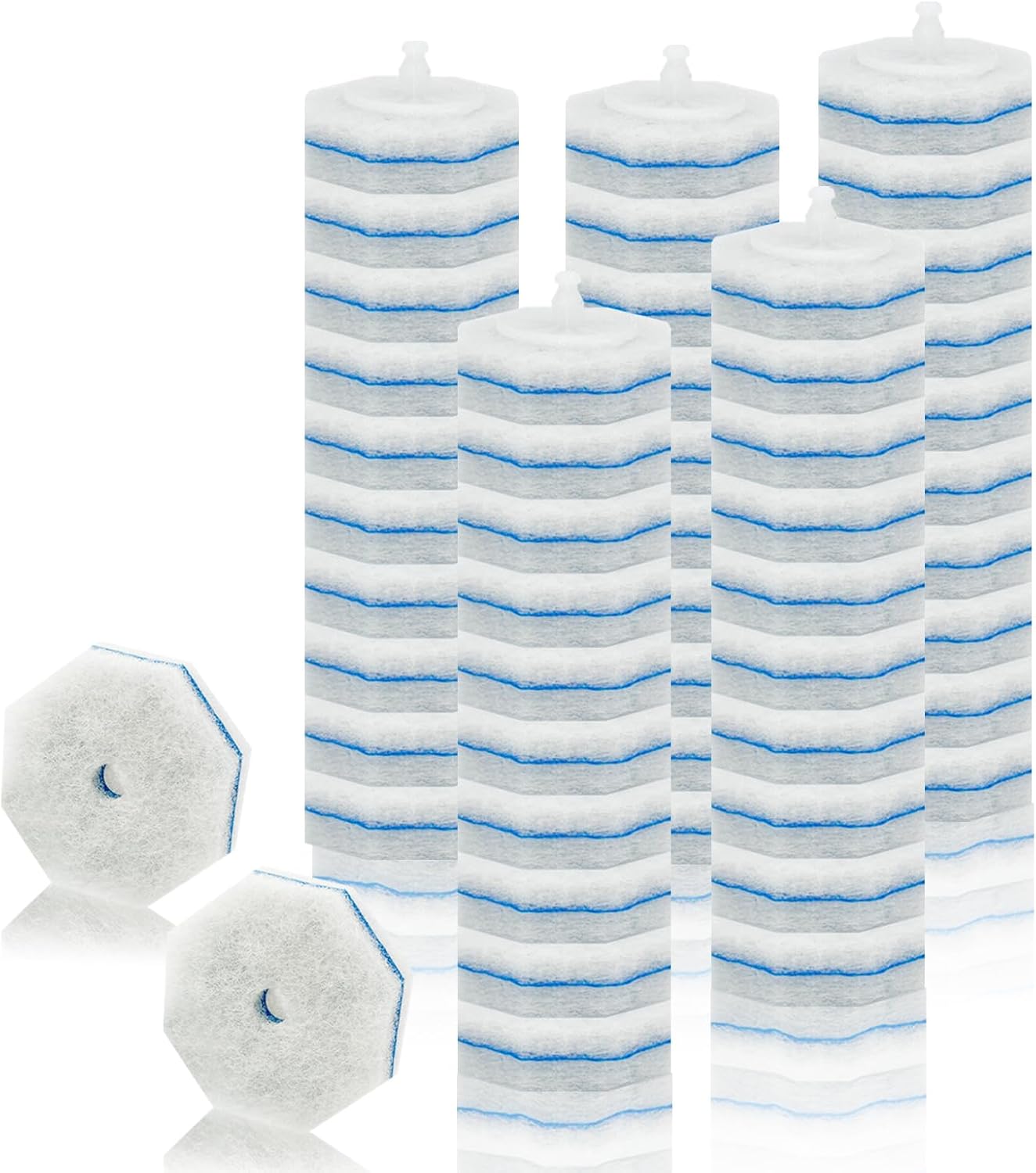 50PC Toilet Bowl Wand Refills, Disposable Toilet Brush Heads, Wall Mounted Scrubber Refill, Cleaner Refill Pads with Most Brushes for and Bathroom Cleaning - Image 1