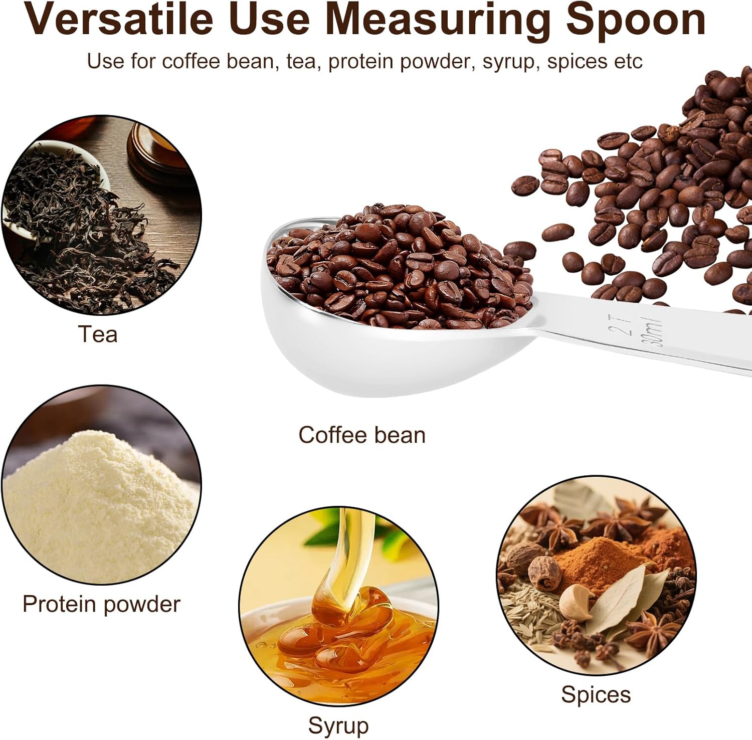 2Pcs Coffee Scoops, Premium 18/8 Stainless Steel Coffee Spoons, Set of 2 Short Handled (1 Tablespoon & 2 Tablespoon) Coffee Measuring Spoon for Ground Coffee, Tea and Powder by - Image 7