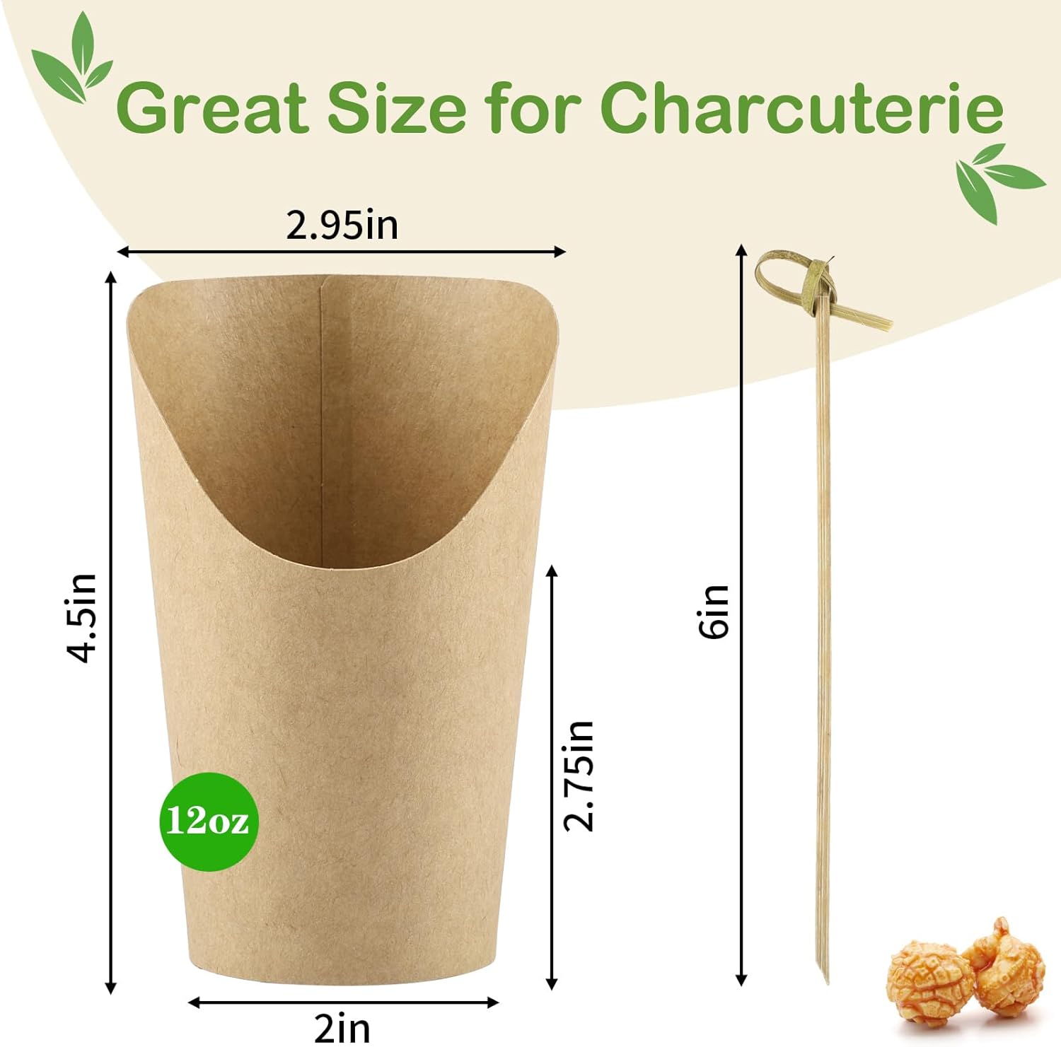 50 Pcs Charcuterie Cups with 100 Cocktail Picks, Disposable 12oz Kraft Paper Snack Cup, Appetizer Cups for Parties - Image 2