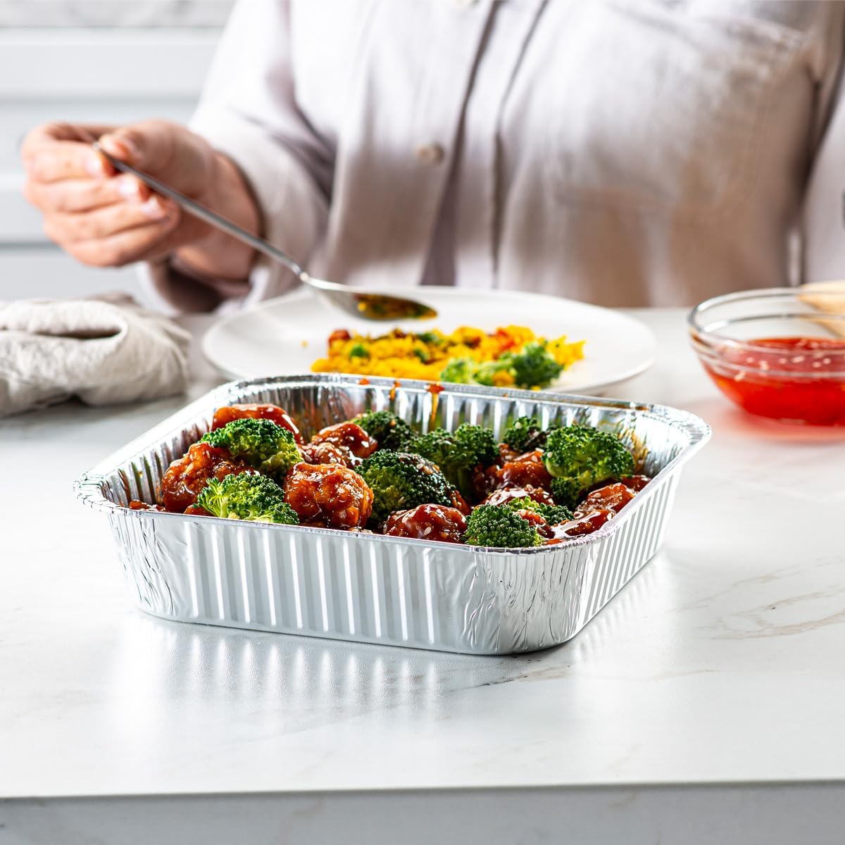 [25 Sets 8-Inch Square Foil Pans with Lids - Disposable Food Containers, Aluminum Foil Pans For Baking, Cooking, Storing and Preparing Food (Formerly Comfy Package) - Image 2