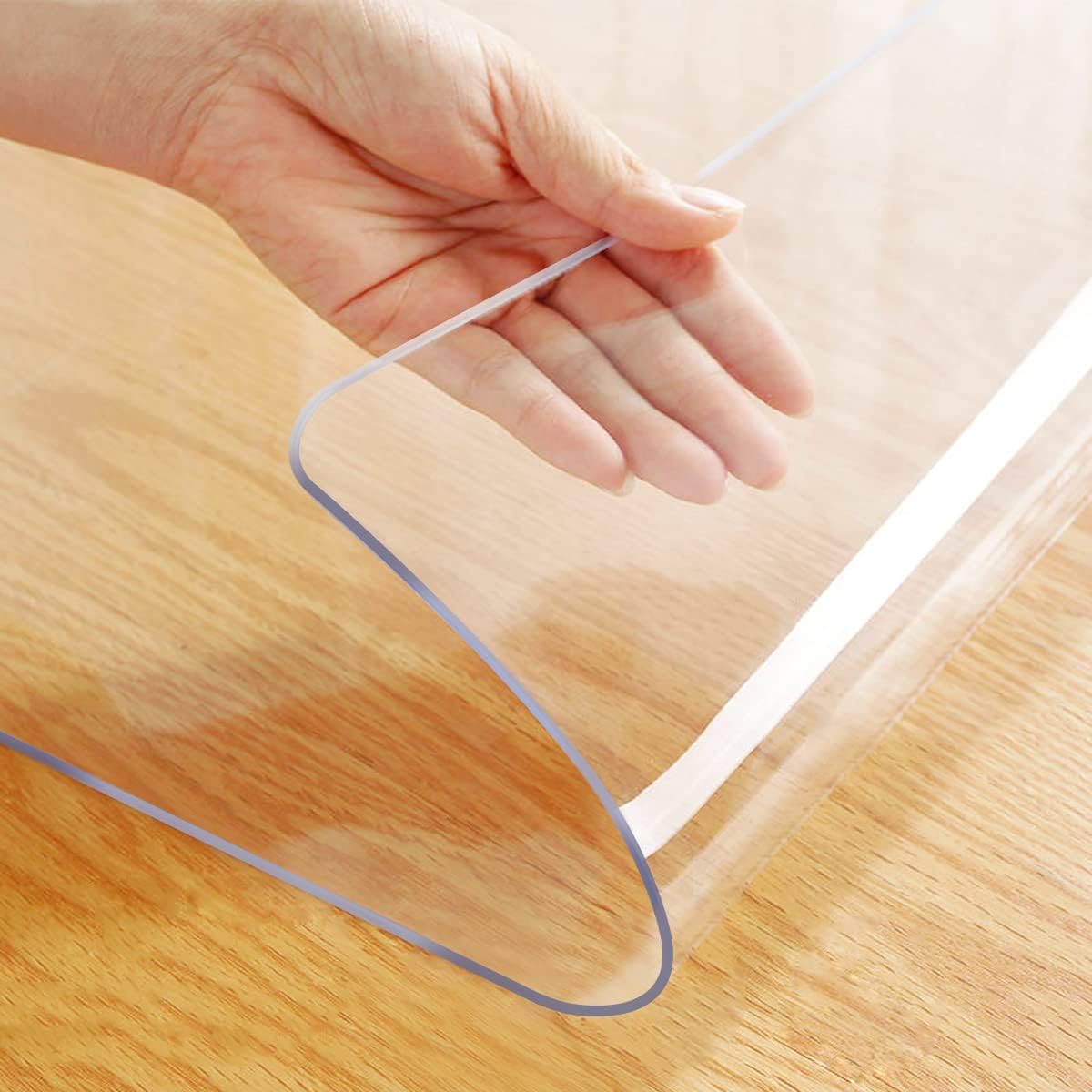 Upgraded 12x24 Inch Clear Plastic Dining Table Cover Protector PVC Vinyl Heat Resistant Tablecloth for Wood Furniture Coffee Bed Sofa Side Corner Table Top Protection Waterproof Non-Slip Desk Pad Mat - Image 1