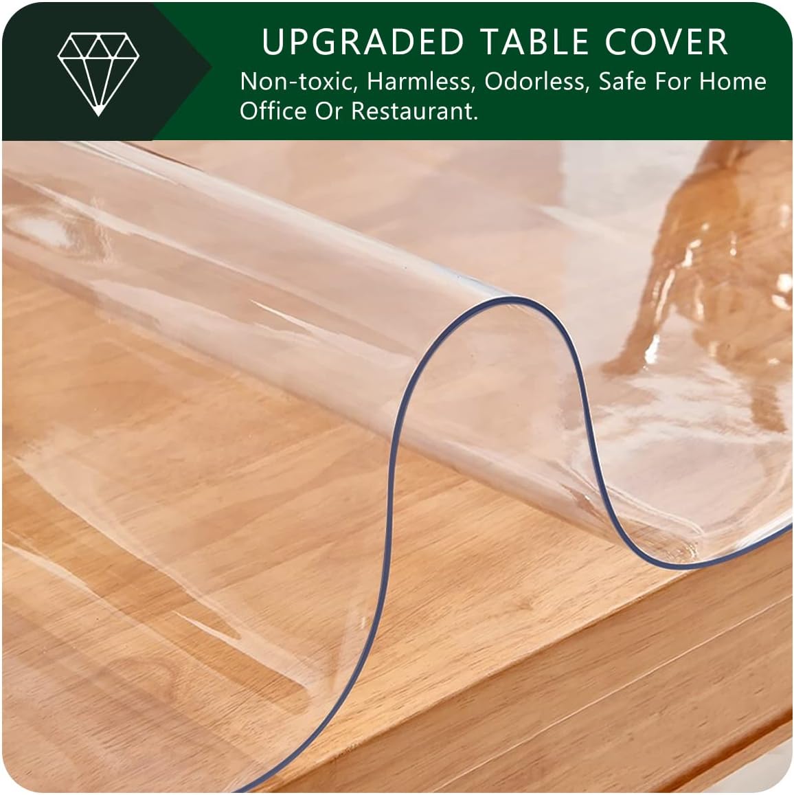 Upgraded 12x24 Inch Clear Plastic Dining Table Cover Protector PVC Vinyl Heat Resistant Tablecloth for Wood Furniture Coffee Bed Sofa Side Corner Table Top Protection Waterproof Non-Slip Desk Pad Mat - Image 2