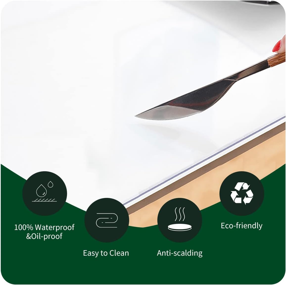 Upgraded 12x24 Inch Clear Plastic Dining Table Cover Protector PVC Vinyl Heat Resistant Tablecloth for Wood Furniture Coffee Bed Sofa Side Corner Table Top Protection Waterproof Non-Slip Desk Pad Mat - Image 4