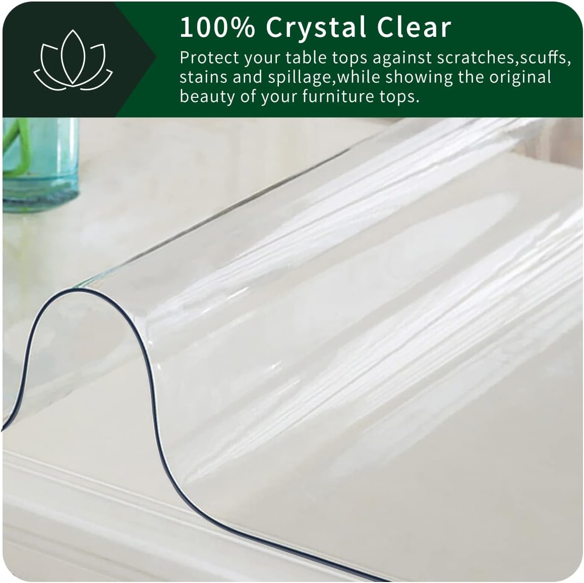 Upgraded 12x24 Inch Clear Plastic Dining Table Cover Protector PVC Vinyl Heat Resistant Tablecloth for Wood Furniture Coffee Bed Sofa Side Corner Table Top Protection Waterproof Non-Slip Desk Pad Mat - Image 5