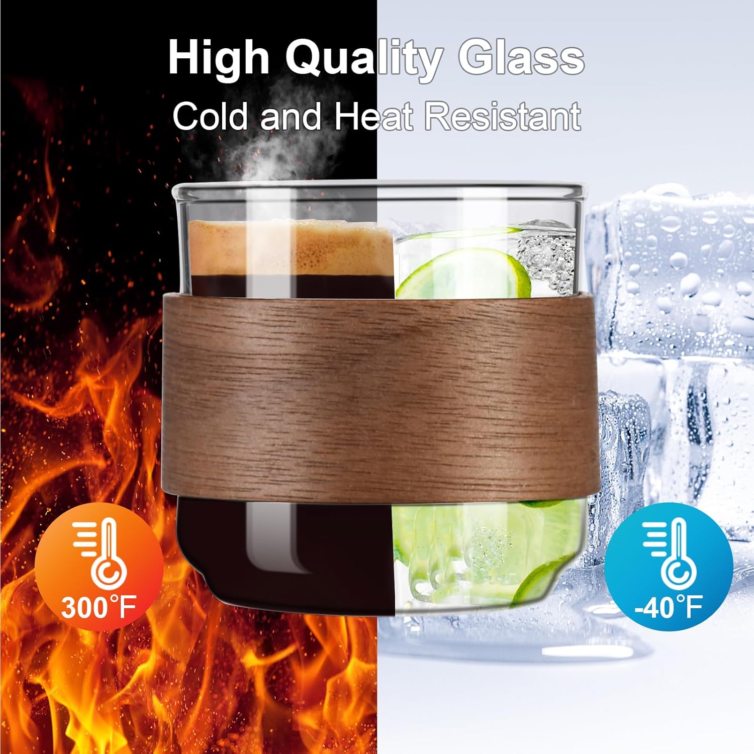Espresso Cups Set of 2 with Wooden Ring, 5 OZ High Borosilicate Espresso Shot Glass, Clear Small Expresso Shots Cup, Espresso Accessories - Image 4