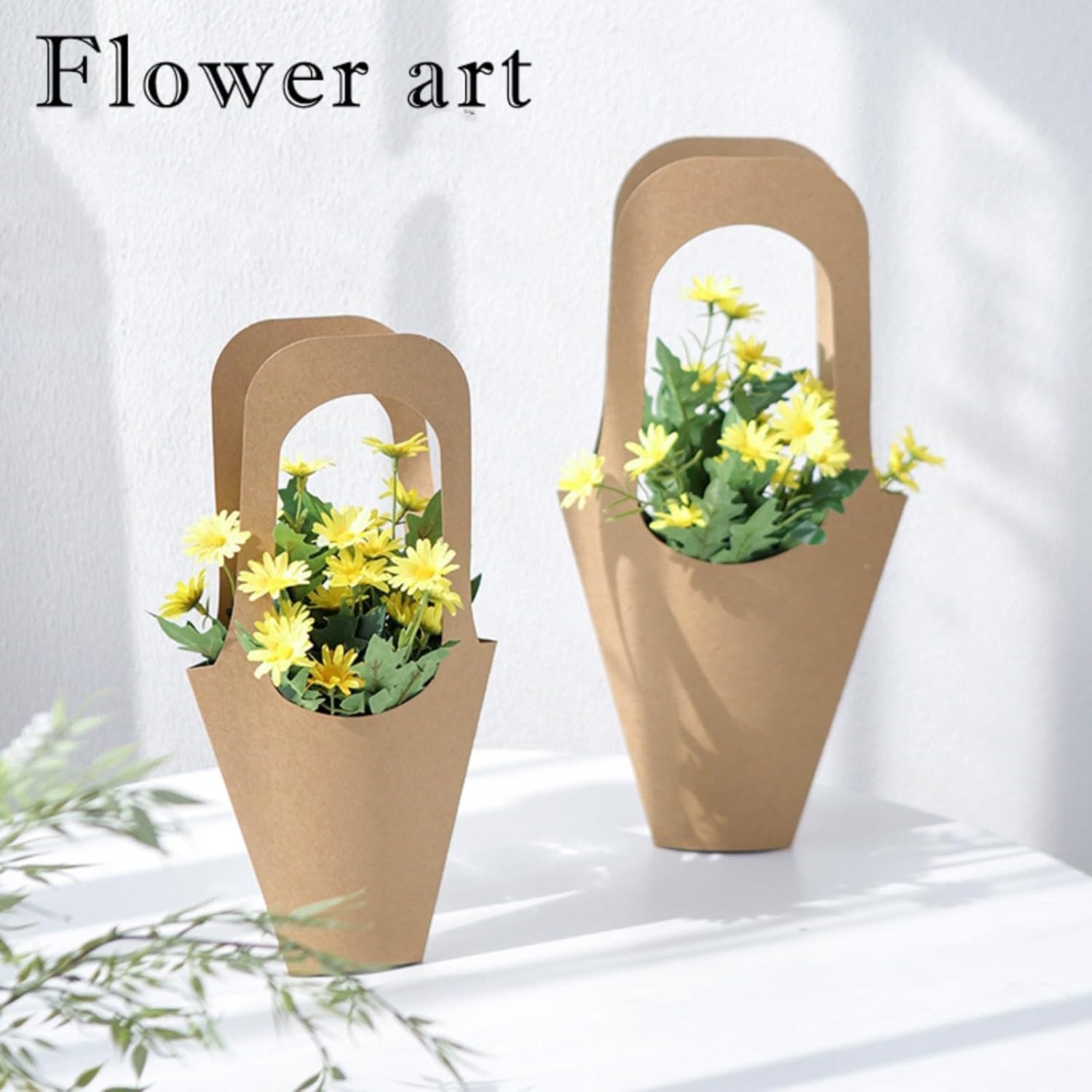 30 Pcs Kraft Paper Flower Wrapping Paper Gift Bags with Handle - Bouquet Gift Bags for Thanksgiving, Birthday, Wedding & Party Favors - Image 4