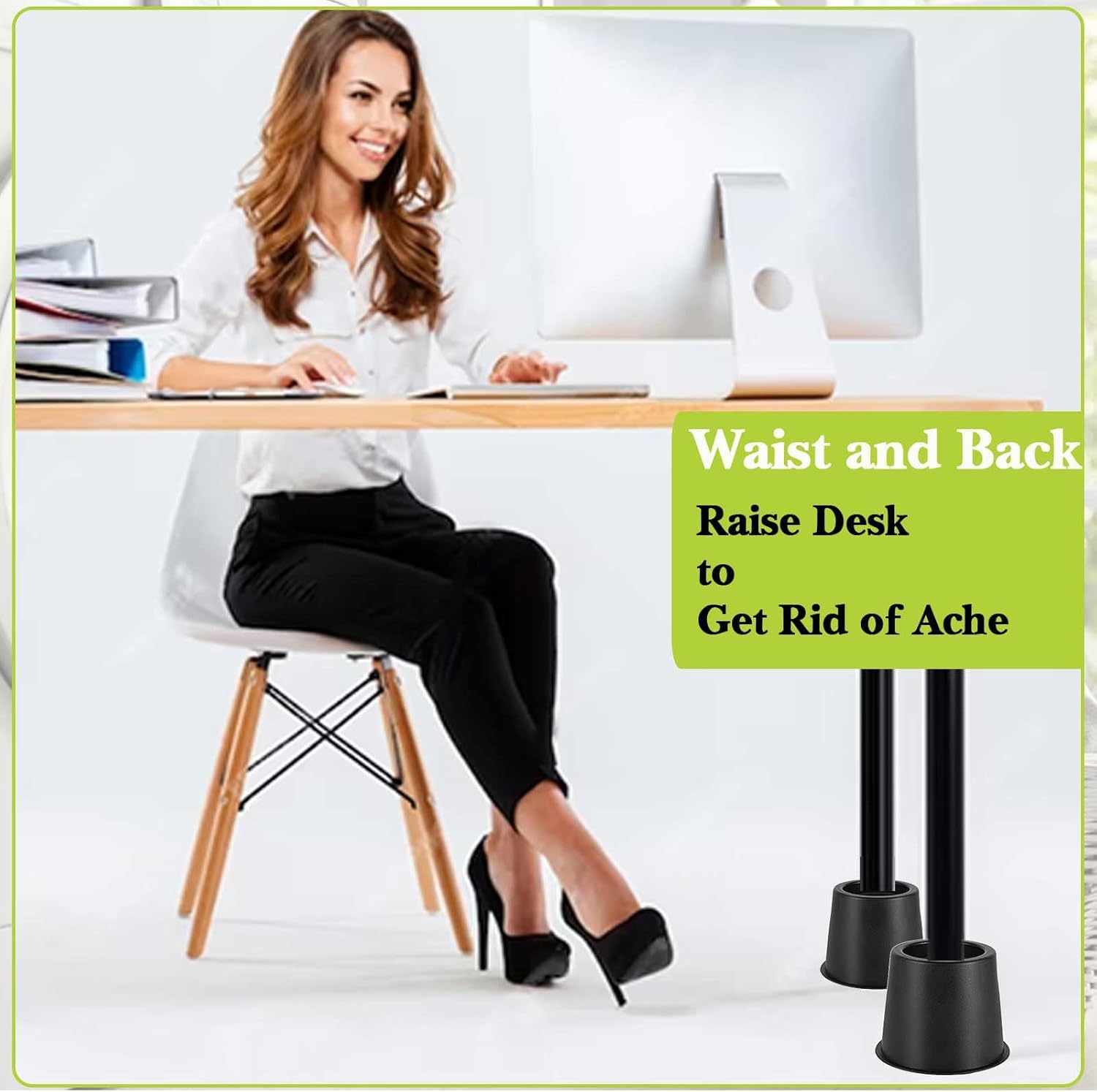 4 Pack Furniture Risers 4 Inch, Bed Risers Heavy Duty for Table Desk Couch Chair Sofa Cabinet Bed Frame Dorm, Round Table Leg Risers Lift Height 3.4