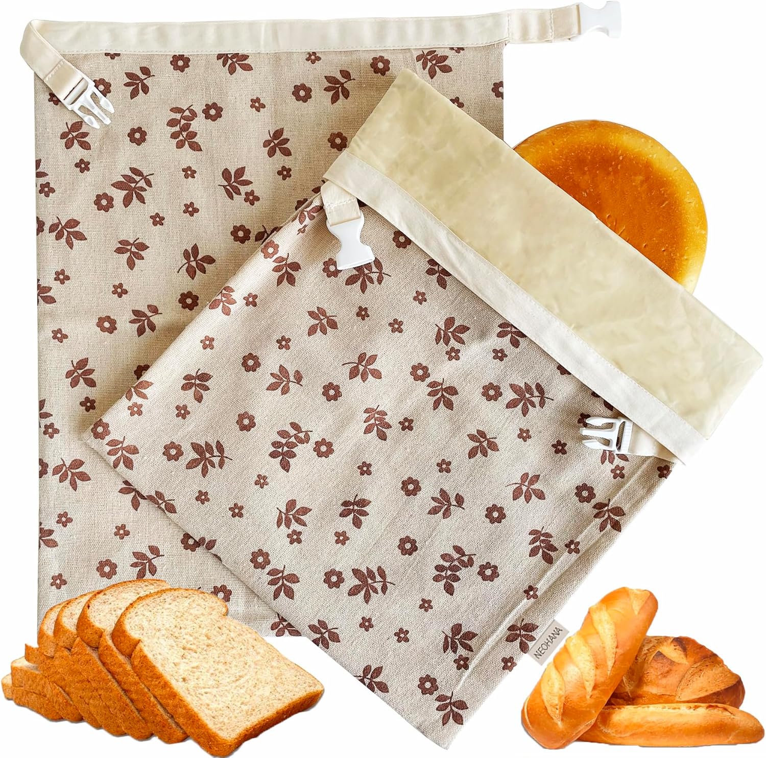 2 Pack Beeswax Bread Bags for Sourdough,Reusable Cotton Beeswax Bag for Homemade Bread,Freezer-Friendly & Freshness Preservation Storage to Keep Fresh - Image 1