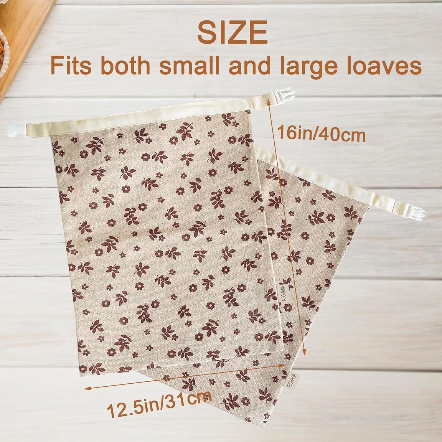 2 Pack Beeswax Bread Bags for Sourdough,Reusable Cotton Beeswax Bag for Homemade Bread,Freezer-Friendly & Freshness Preservation Storage to Keep Fresh - Image 3