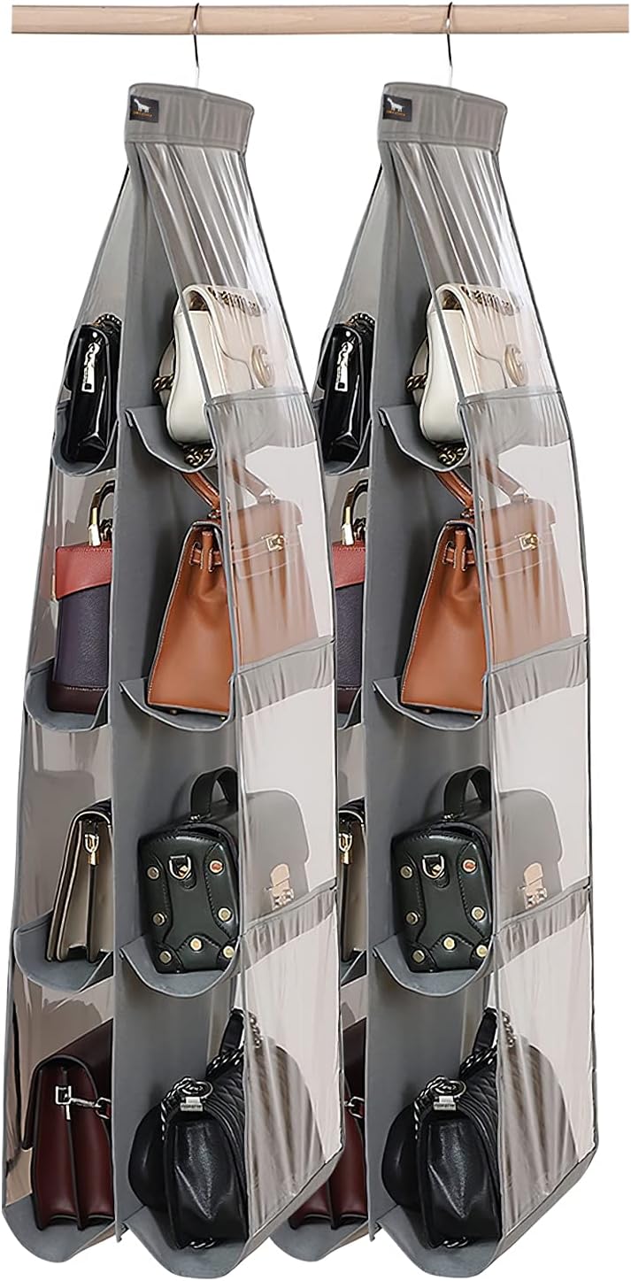 Purse Organizer - 2 Pack, Purse Hanger、 Heavy Duty、Purse Organizer for Closet、Thicken Metal Hooks,Hand Bag Storage Organizer、Purse Organizer, Grey - Image 1